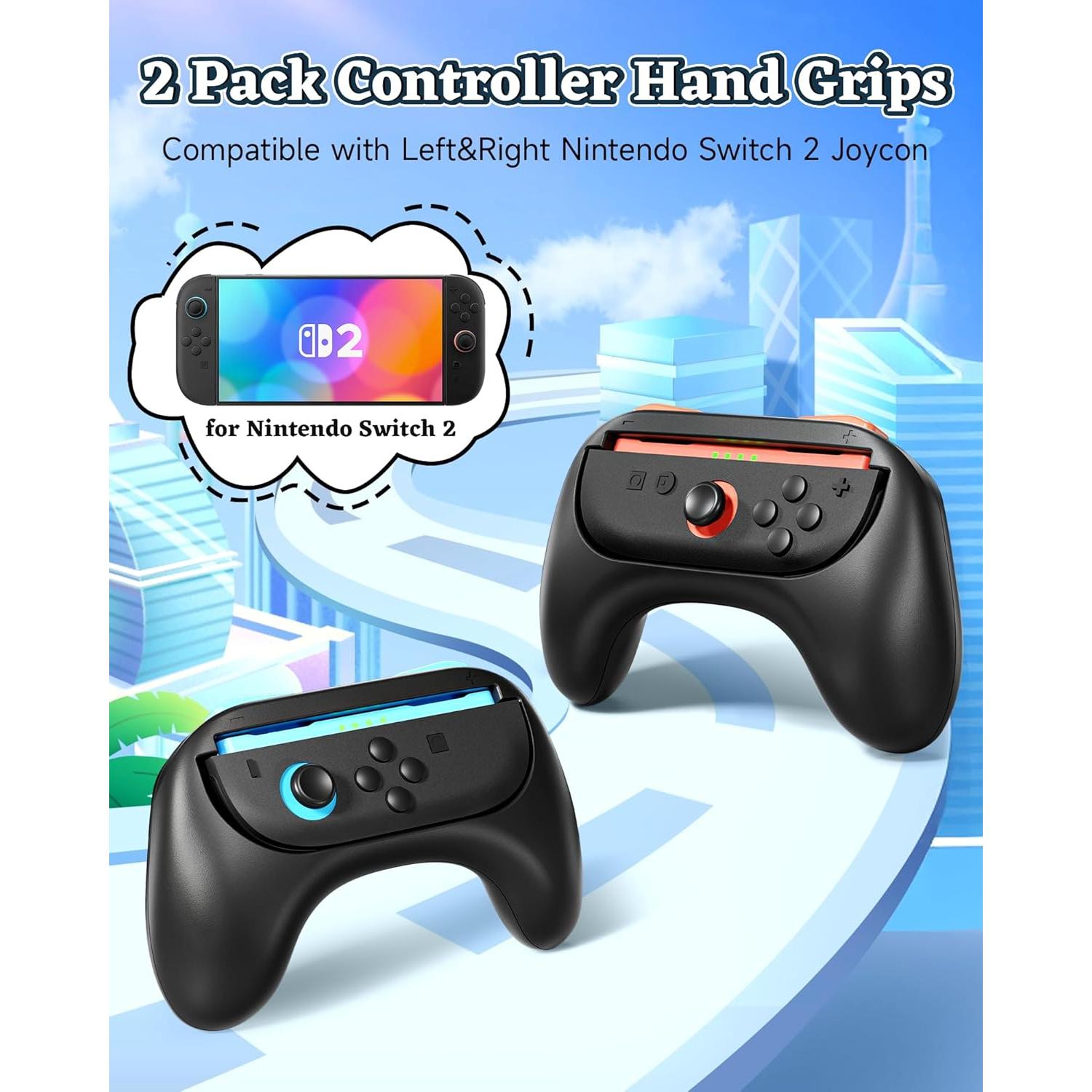 Agarradera Joy-Con Nintendo Switch 2 Honghao - 2 Piezas Negro