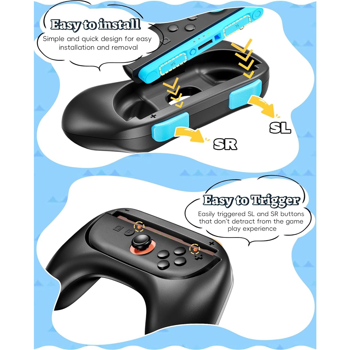 Agarradera Joy-Con Nintendo Switch 2 Honghao - 2 Piezas Negro