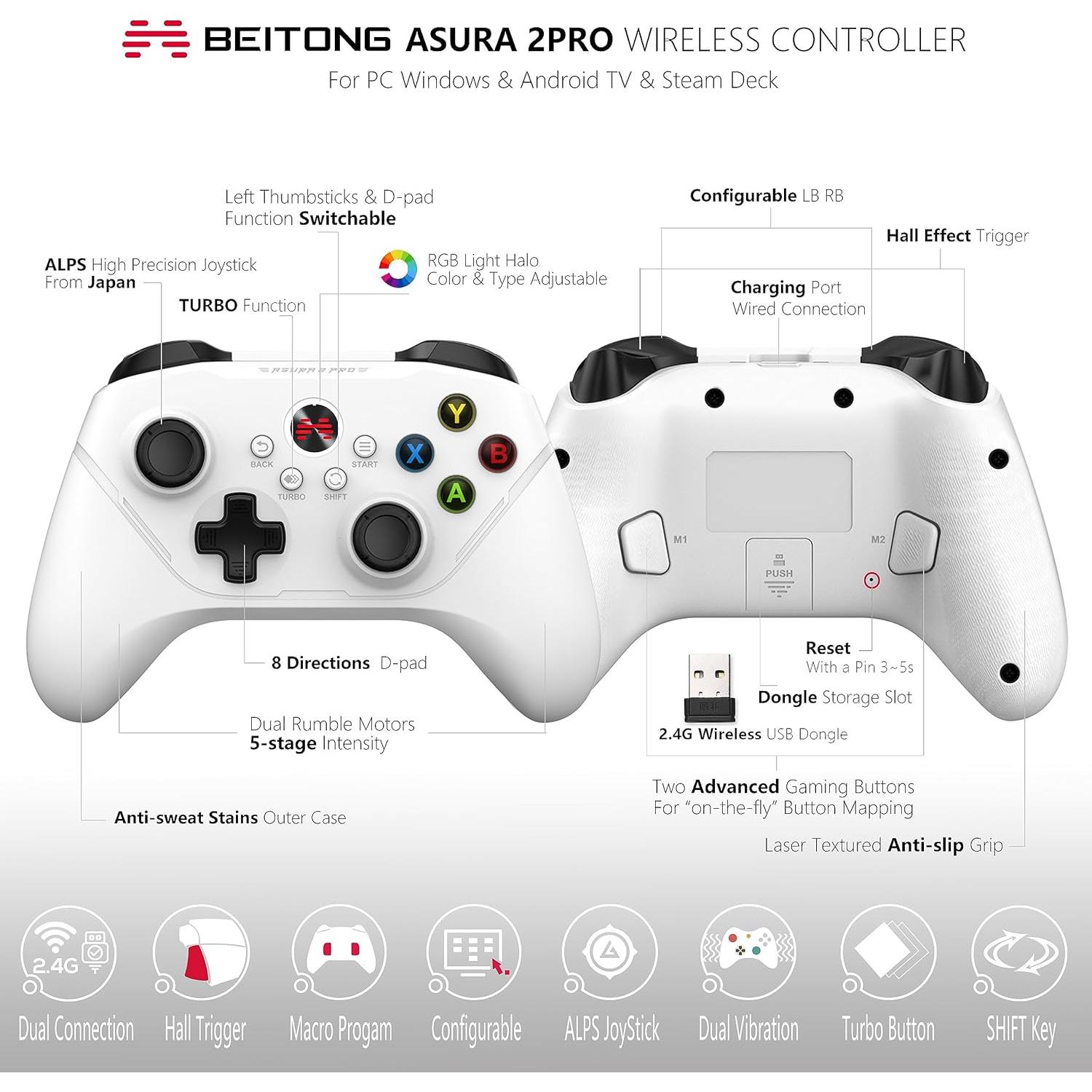 Controlador Inalámbrico BEITONG Asura 2 Pro para PC y Android