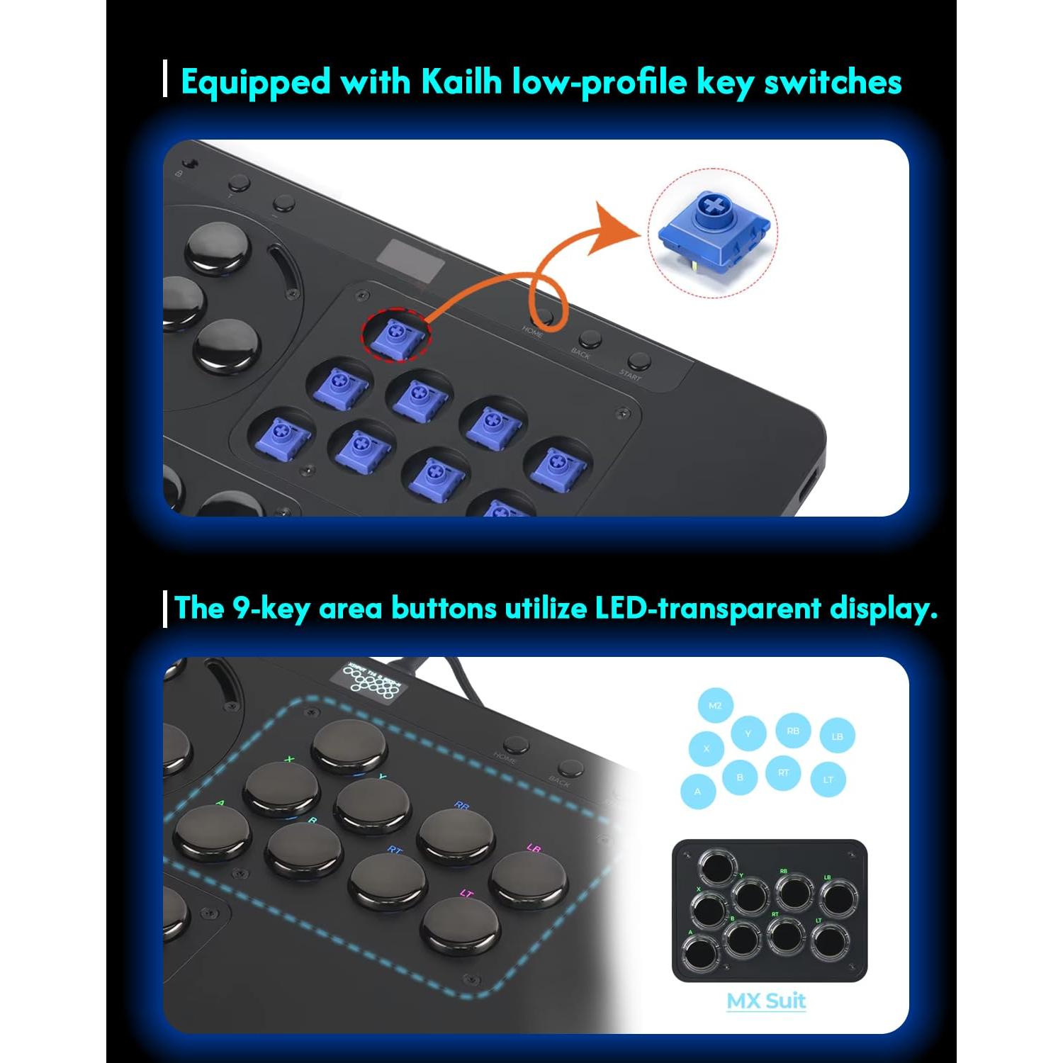 Controlador Arcade Sehawei X1 - Diseño Bajo Perfil, RGB, Compatible PS4/PC