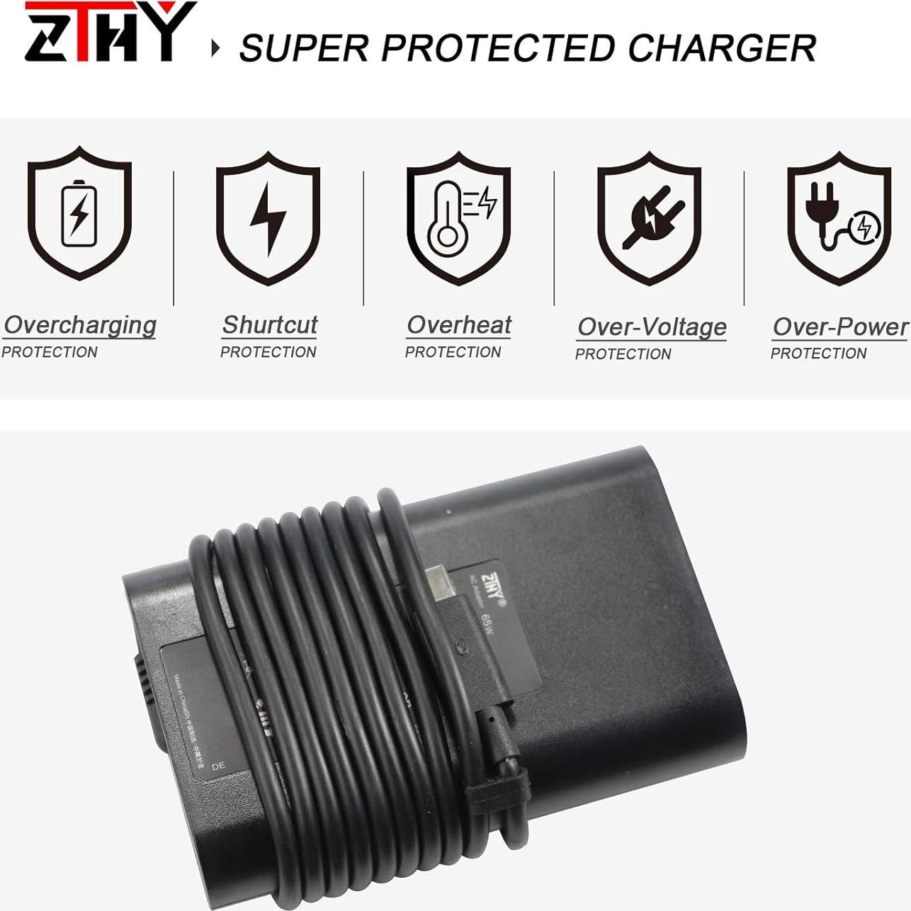 Cargador USB C 65W ZTHY para HP ProBook y Dell Latitude