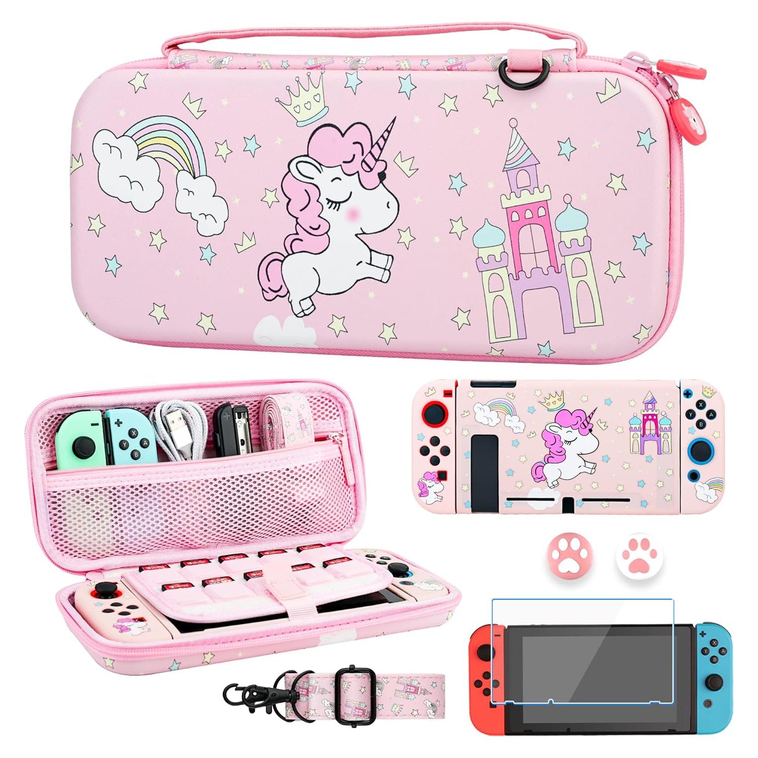 Funda de Transporte Rosa Unicornio para Nintendo Switch - GLDRAM