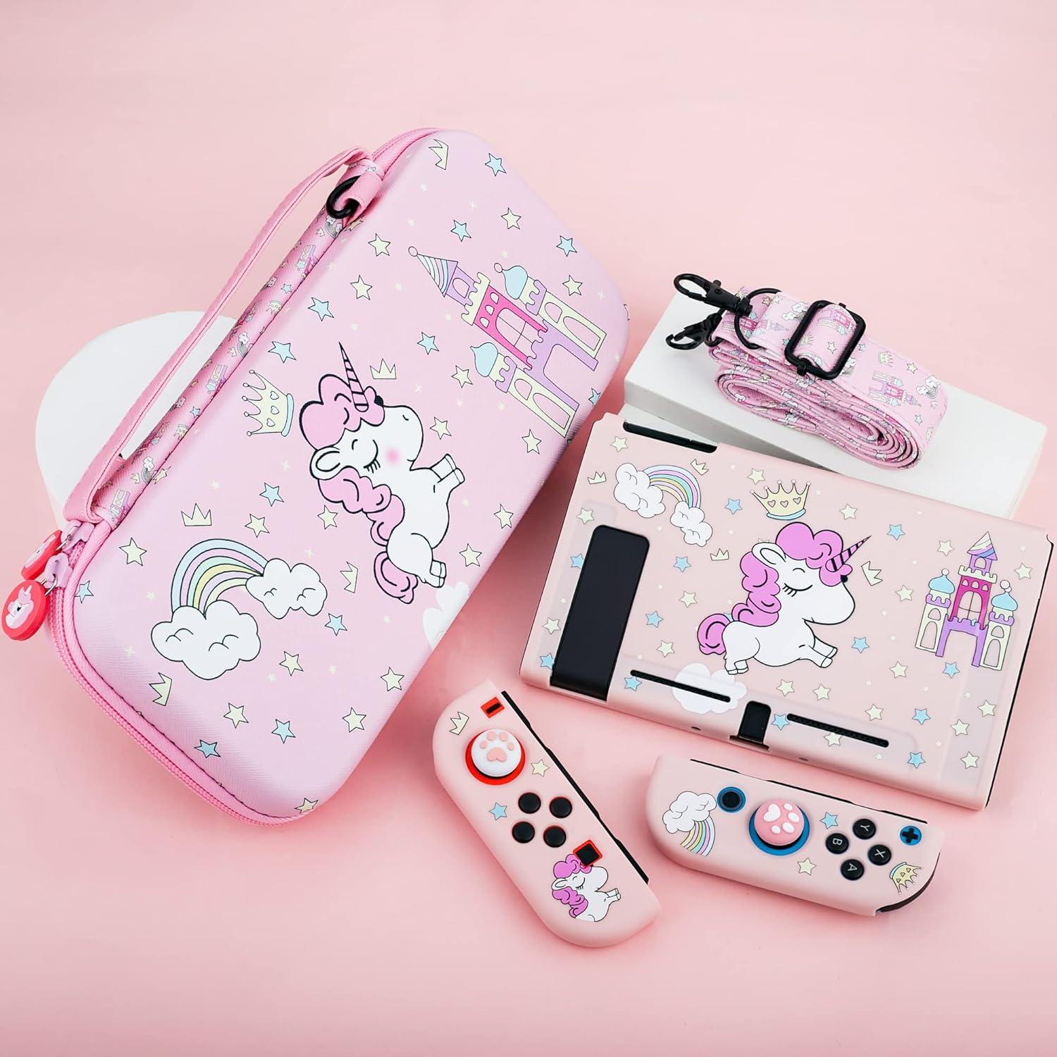 Funda de Transporte Rosa Unicornio para Nintendo Switch - GLDRAM