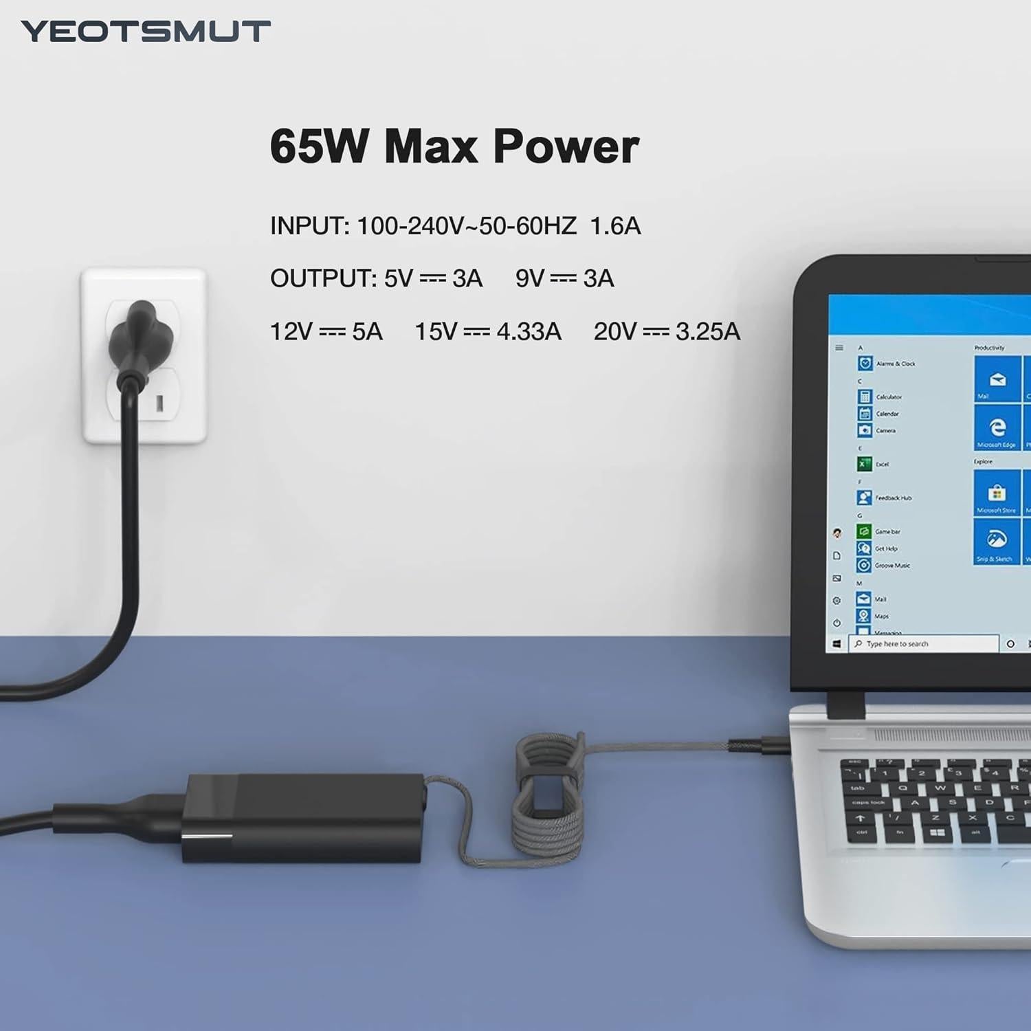 Cargador HP 65W USB-C Compatible con Spectre y EliteBook