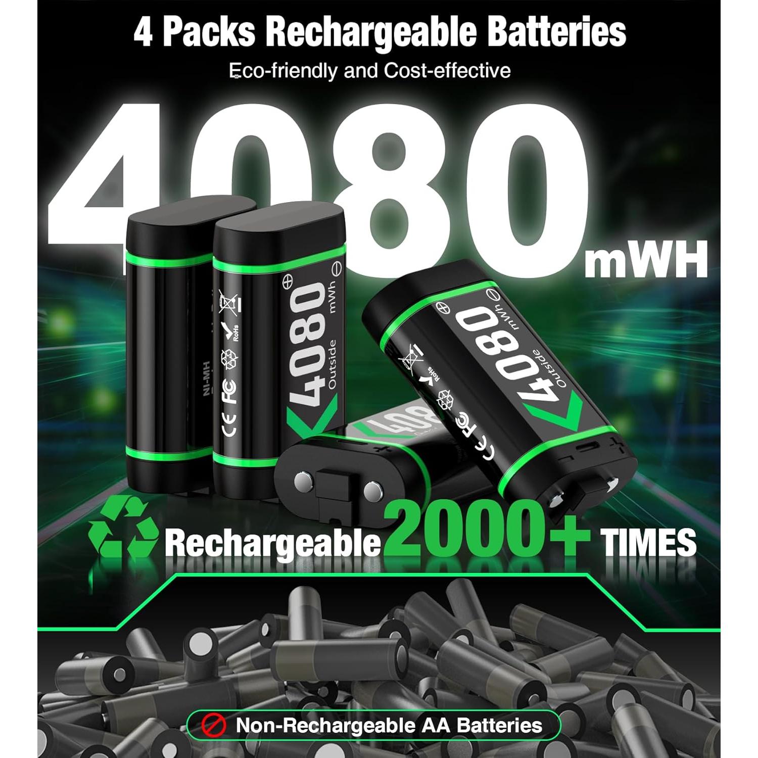 Baterías Recargables NinjajoyOX 4x4080mAh para Xbox