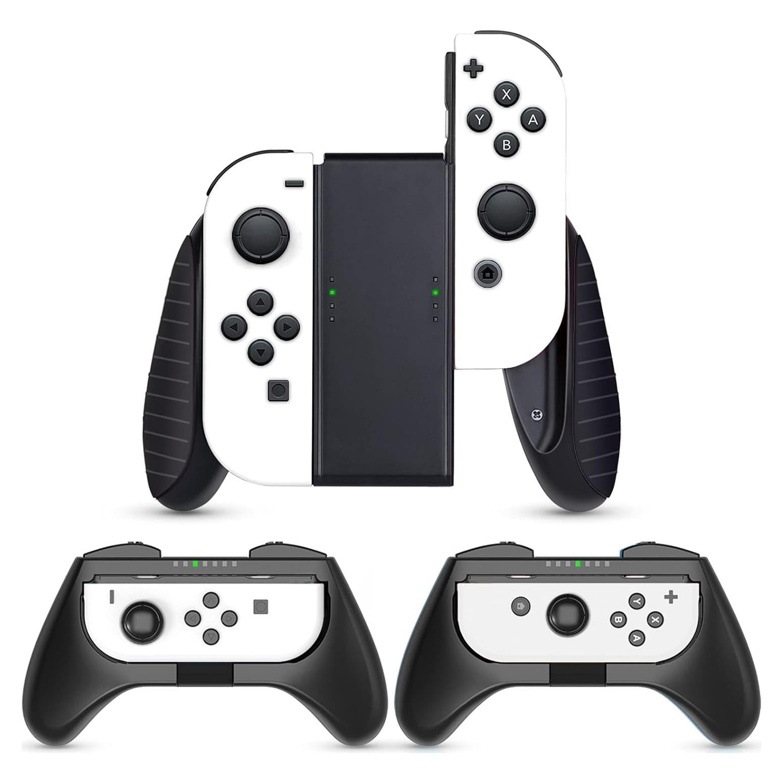 Agarraderas para Joy-Con Nintendo Switch HEYSTOP 3 en 1 Negro