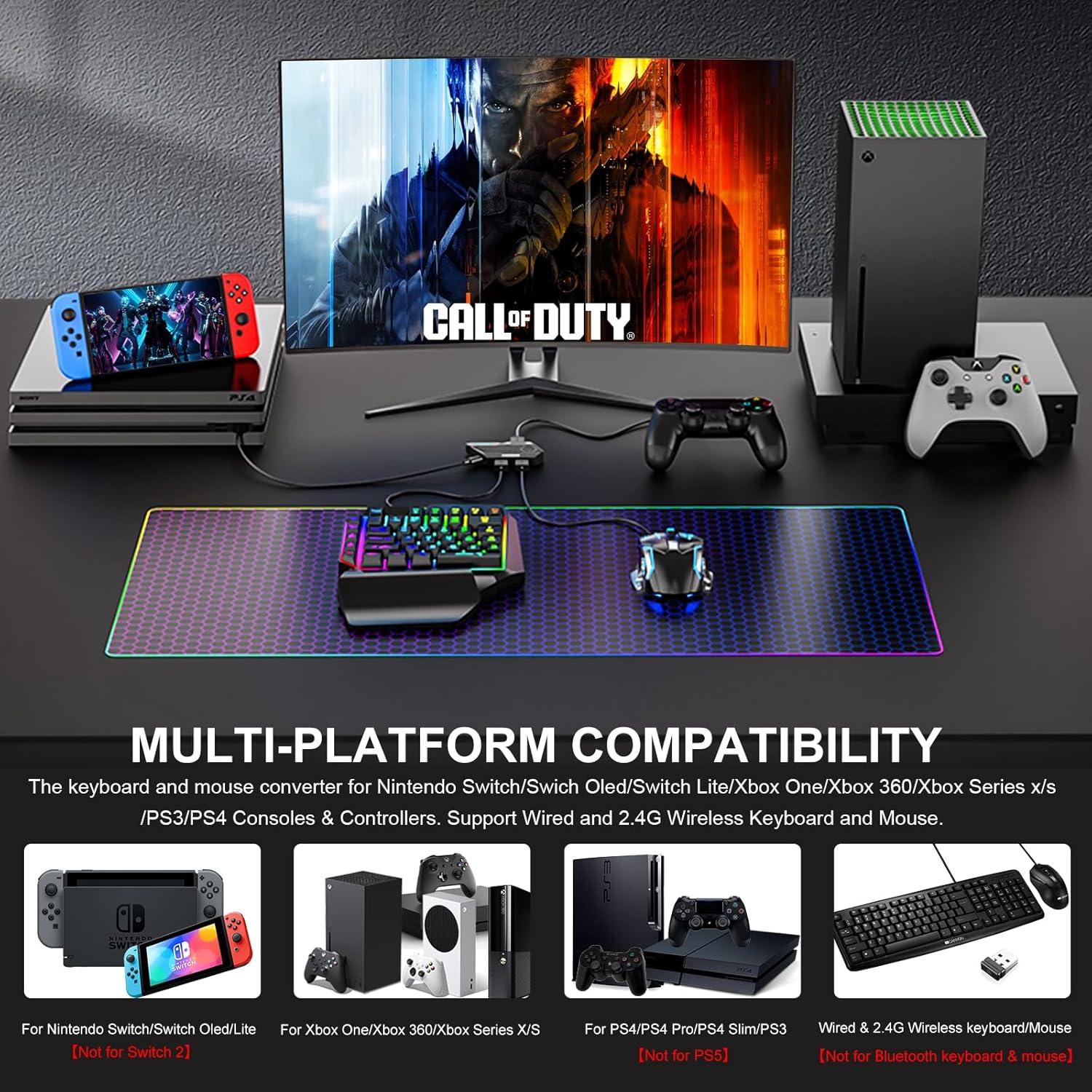 Adaptador de Teclado y Ratón Arvin para PS4/Xbox/Switch - Mapeo Personalizado