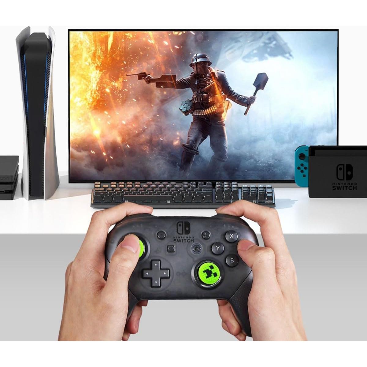 Tapas de agarre para pulgar Sunmike - 4 pcs Verde para PS5, PS4, Xbox, Switch Pro