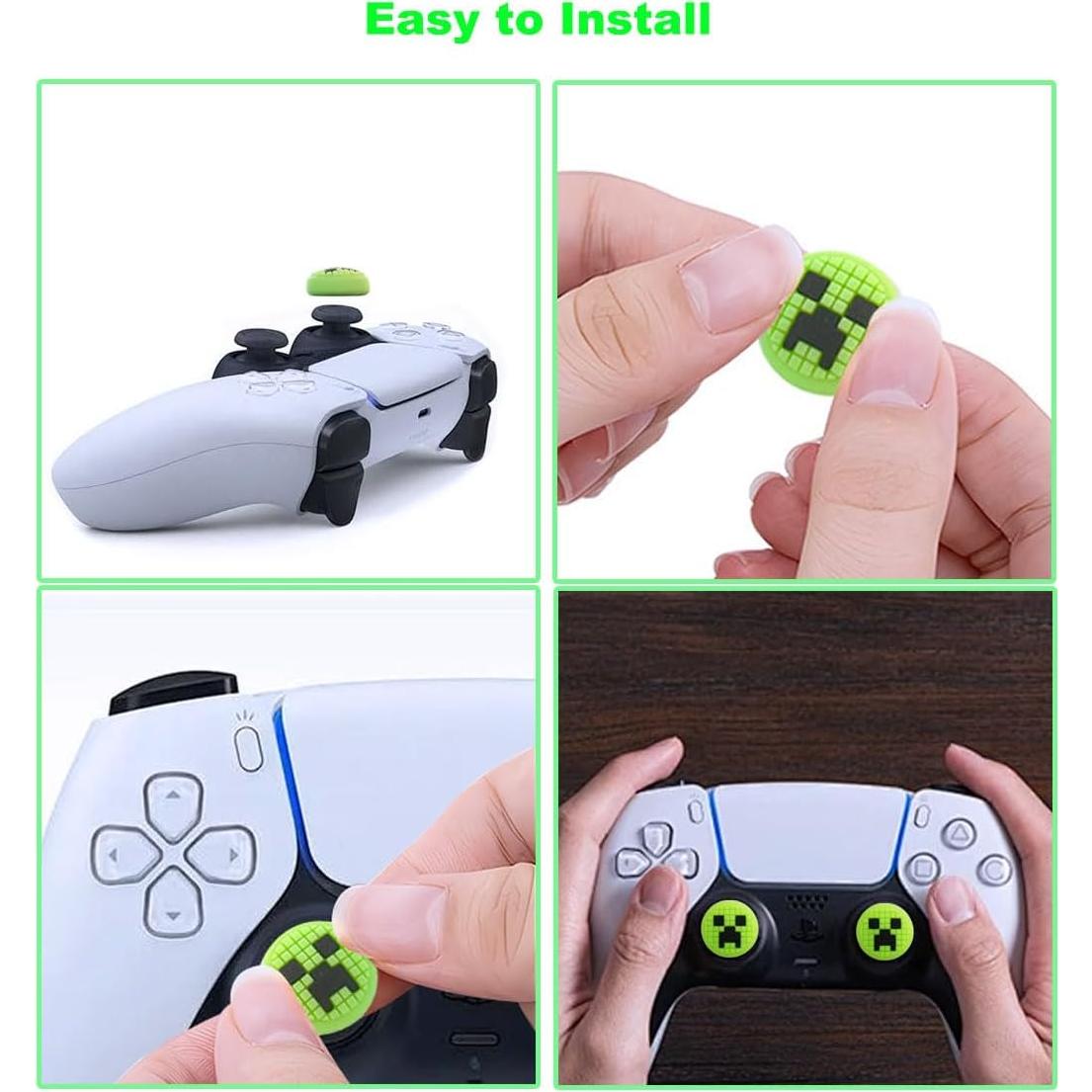 Tapas de agarre para pulgar Sunmike - 4 pcs Verde para PS5, PS4, Xbox, Switch Pro