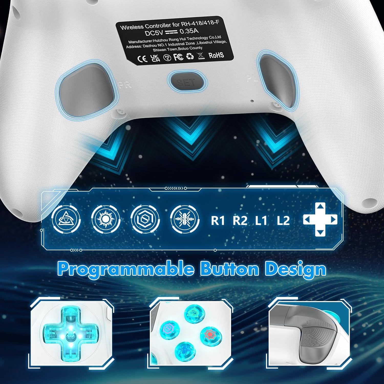 Controlador Inalámbrico Gamrombo para PS4/Switch/PC RGB 1000mAh