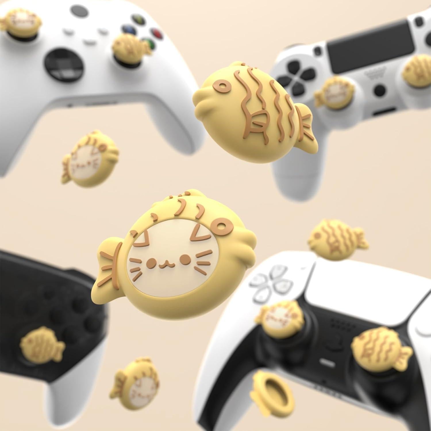 Tapas de Thumbstick PlayVital Taiyaki Kitten para PS5, Xbox y Switch