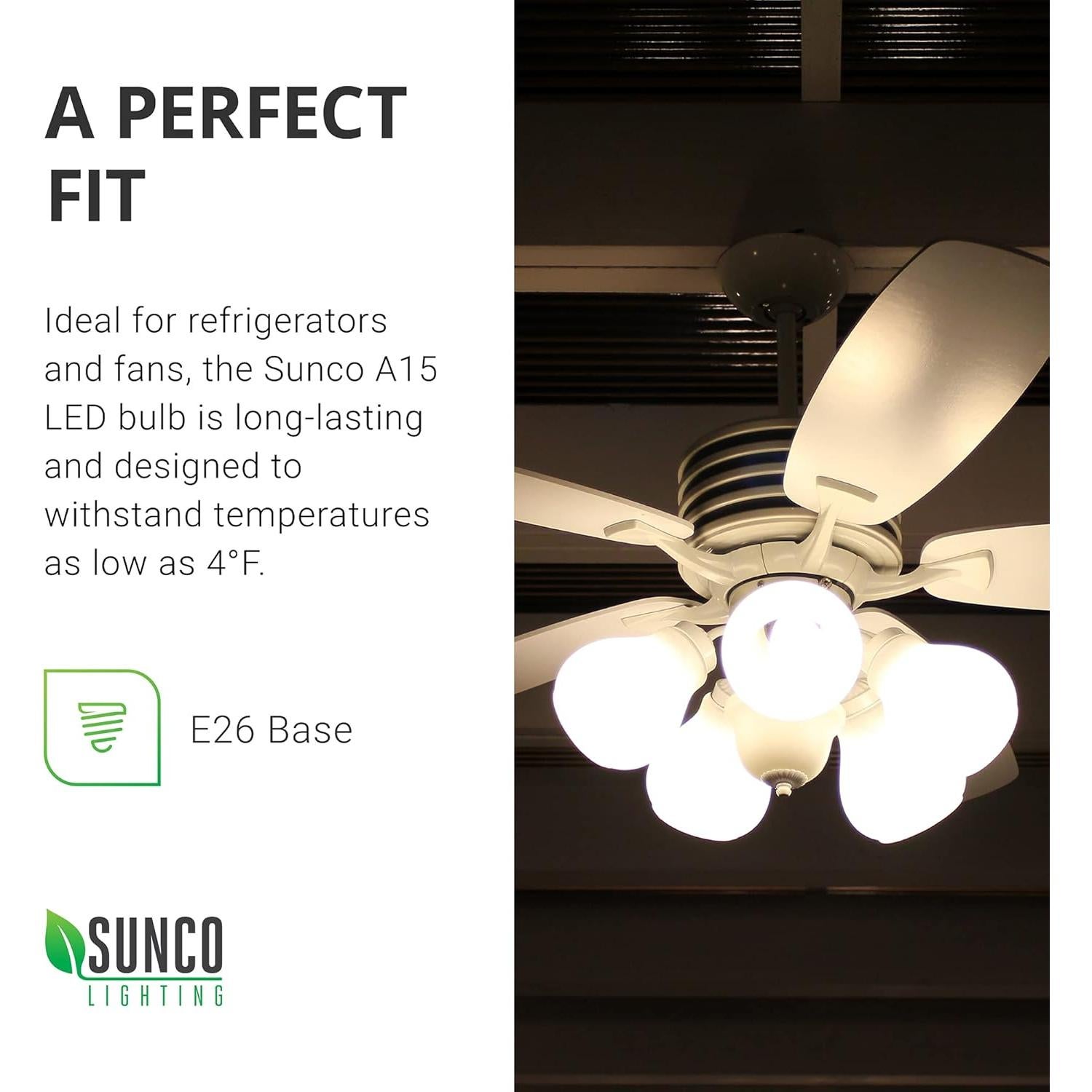 Sunco Paquete 10 Bombillas LED A15 E26 5000K Regulable