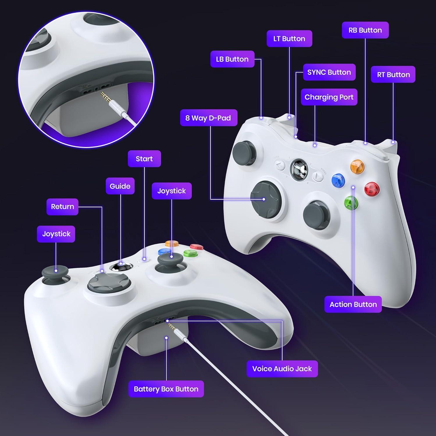 Controlador Inalámbrico KIWITATA para Xbox 360 y PC - Gamepad 2.4GHz