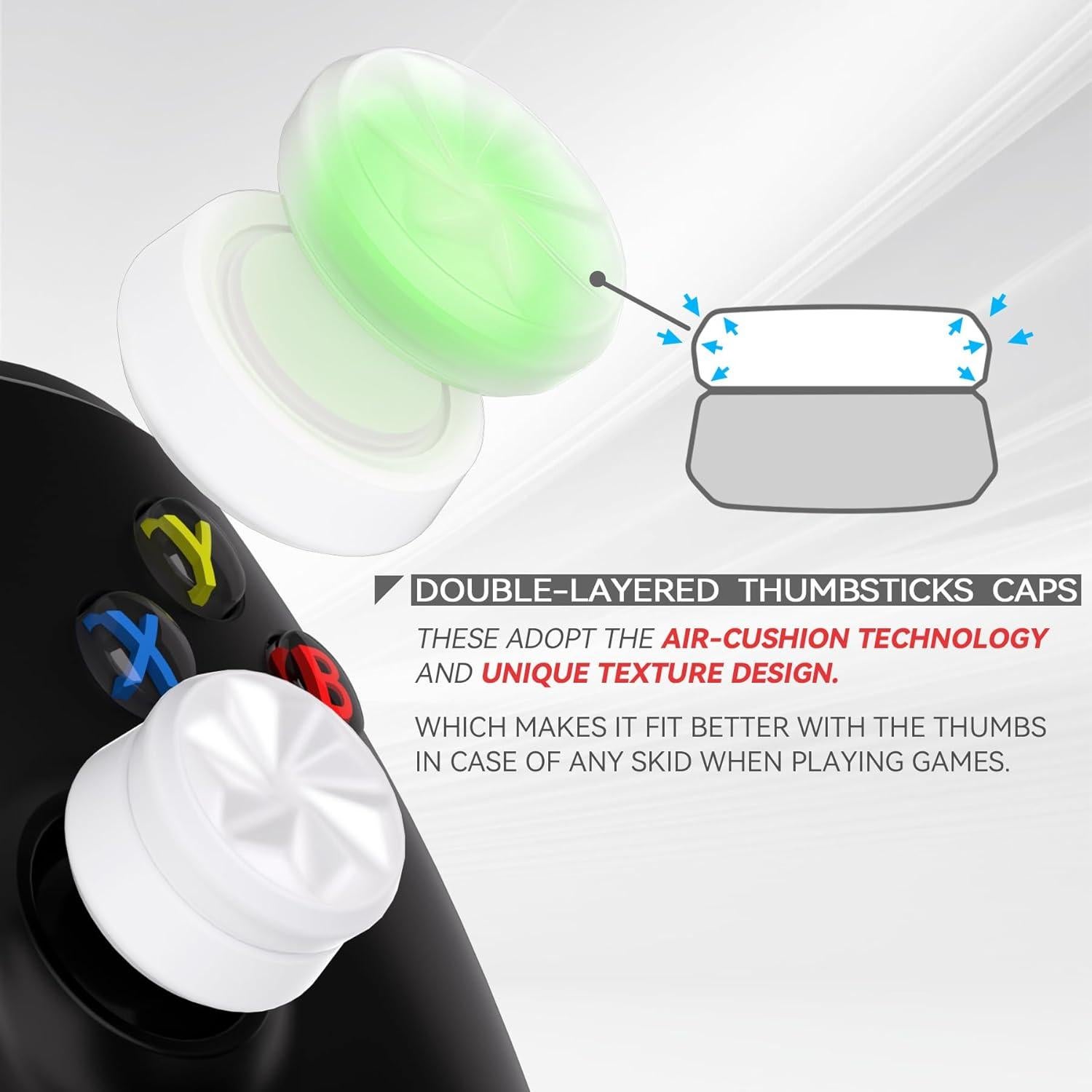 Tapas de Joystick Ergonómicas PlayVital para PS5, PS4 y Xbox - Blanco