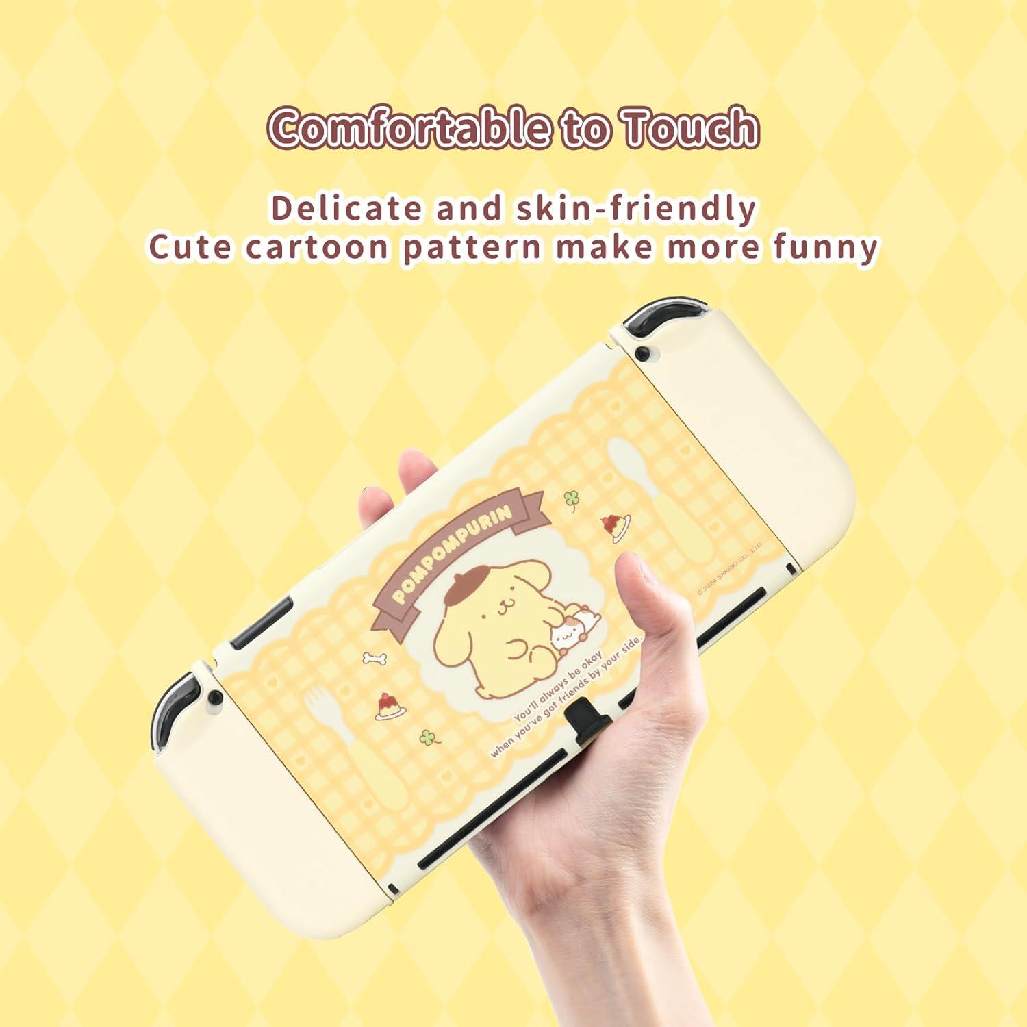 Tapas de agarre de pulgar y carcasa protectora Kuitmor para Switch OLED