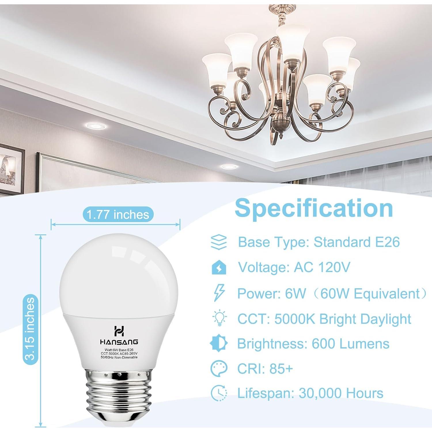 Bombilla LED A15 Hansang 6W E26 Luz Diurna 5000K 600 Lúmenes
