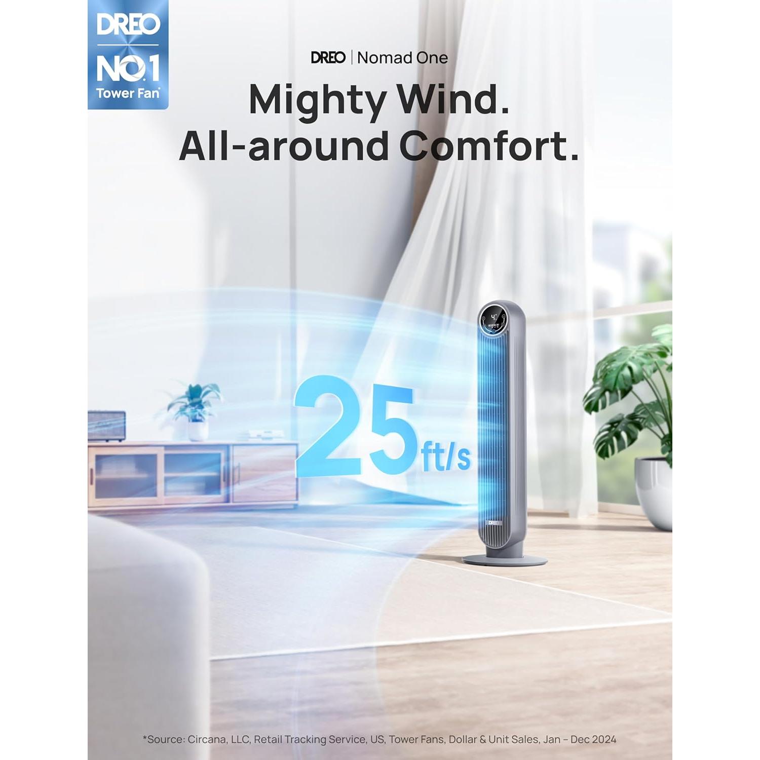 Ventilador de Torre Dreo Nomad One 36" Gris Silencioso