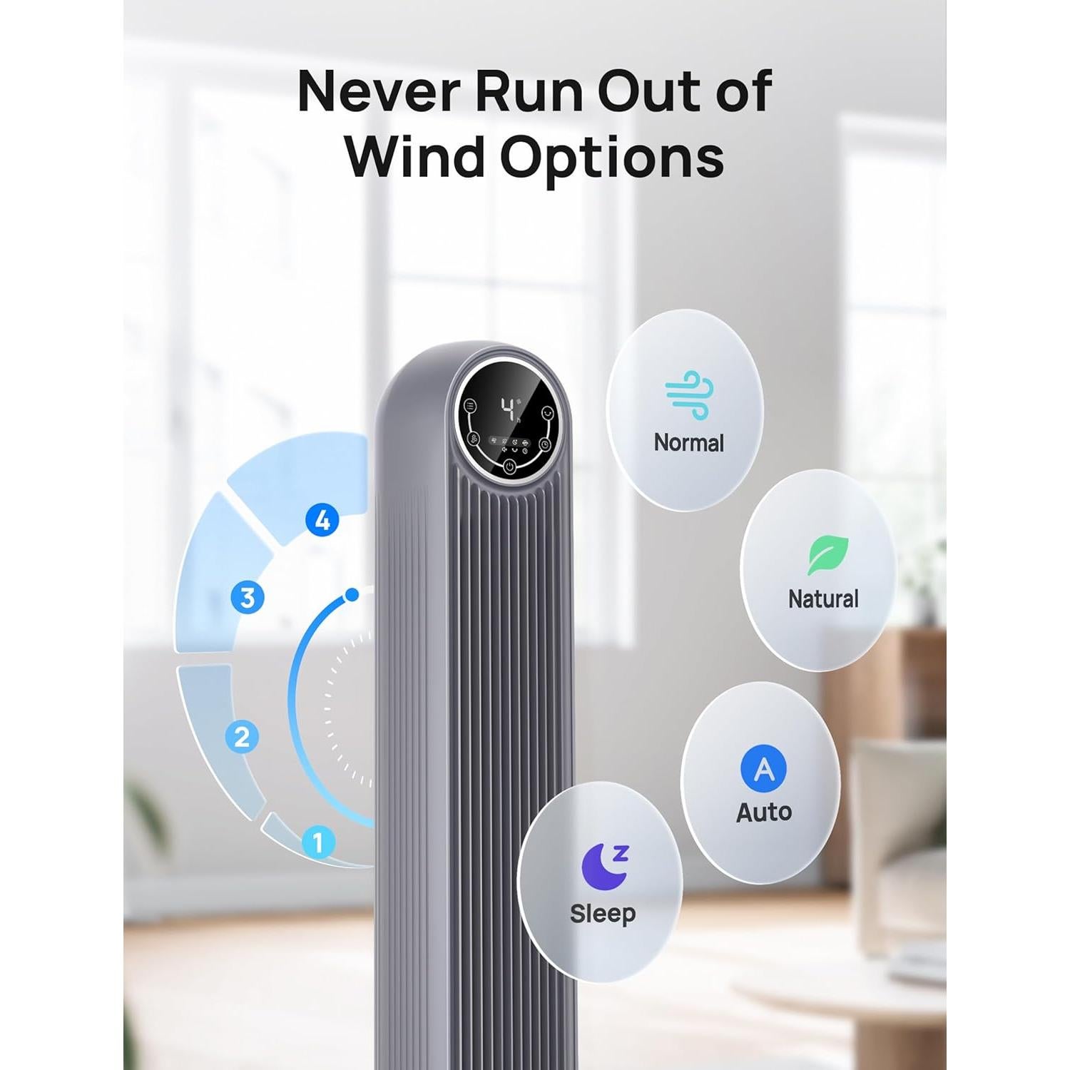 Ventilador de Torre Dreo Nomad One 36" Gris Silencioso