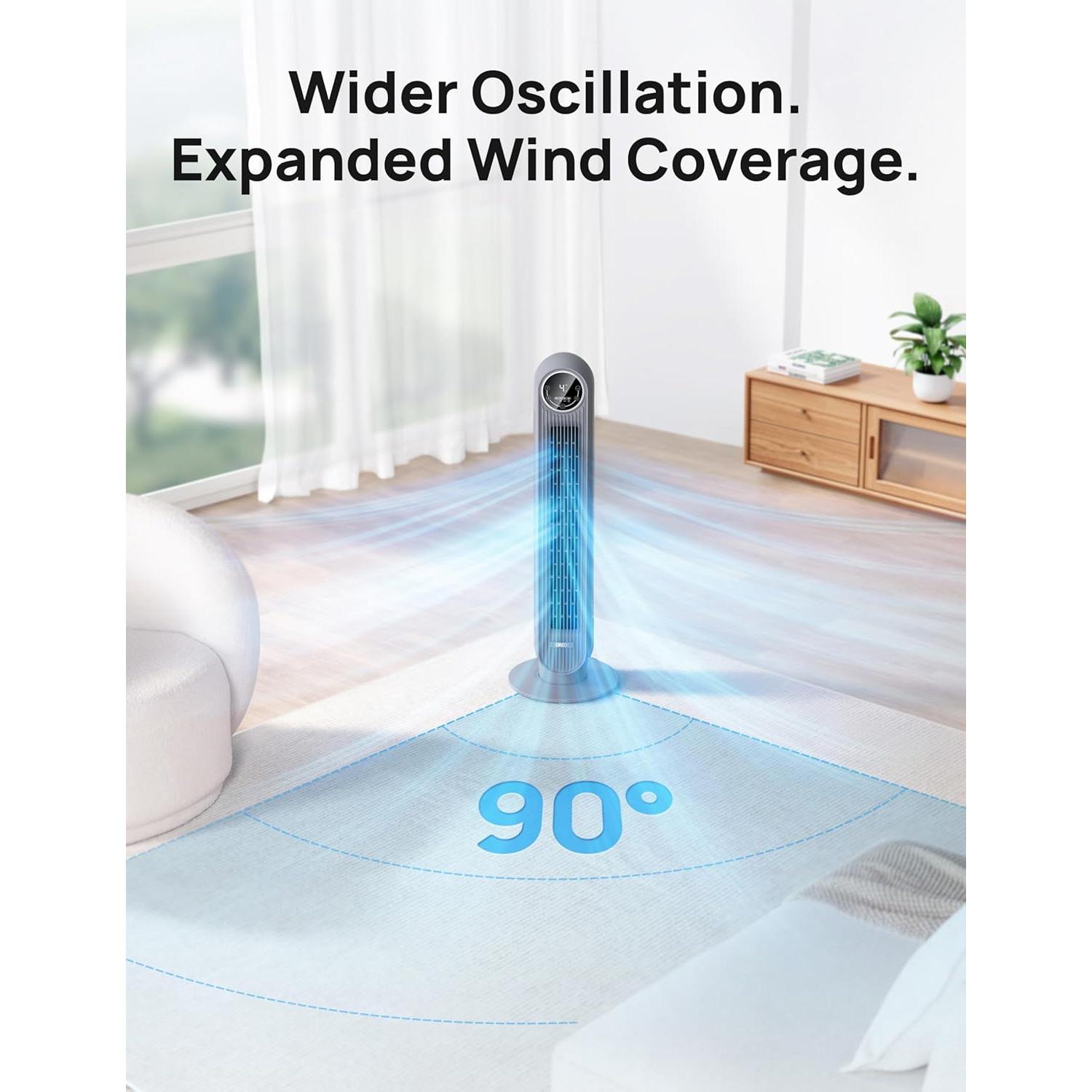 Ventilador de Torre Dreo Nomad One 36" Gris Silencioso