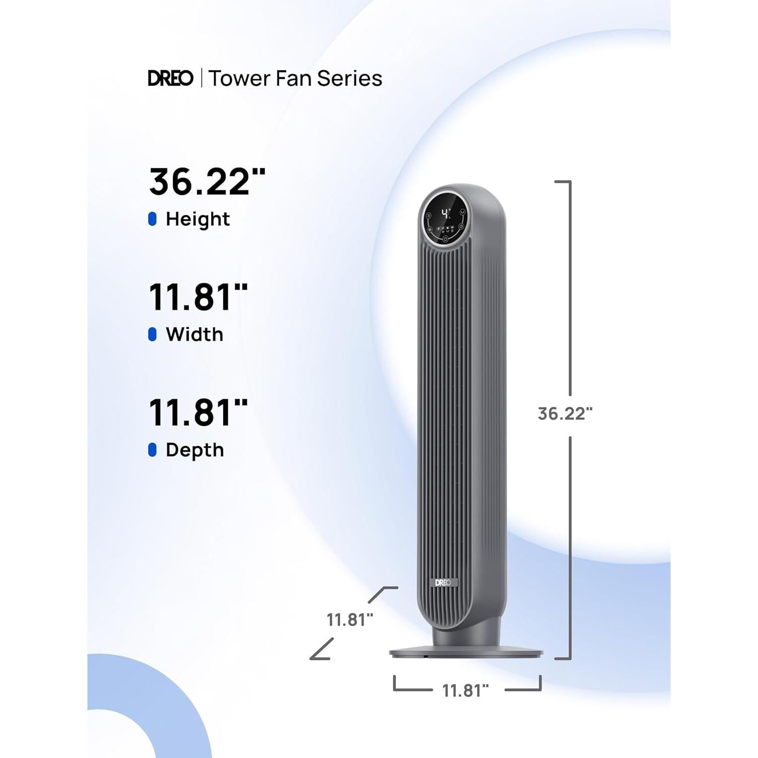 Ventilador de Torre Dreo Nomad One 36" Gris Silencioso