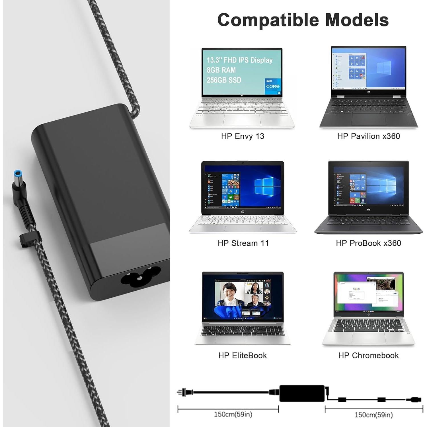 Cargador de Laptop YTech 65W 19.5V 3.33A Punta Azul