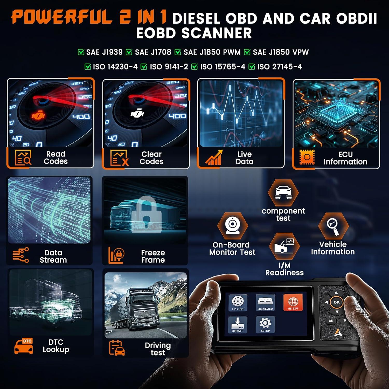 Escáner Diag. ANCEL HD430 para Camiones Diésel, Regeneración DPF