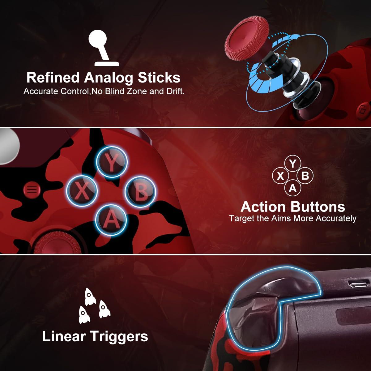 Controlador Inalámbrico Xbox One DZHI Camo Rojo Bluetooth