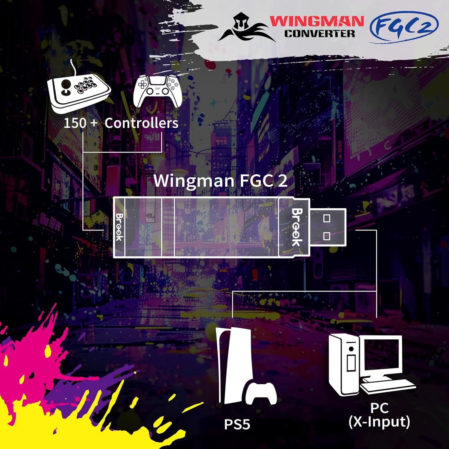 Convertidor Brook Wingman FGC2 para PS5 y PC - Adaptador de Joystick