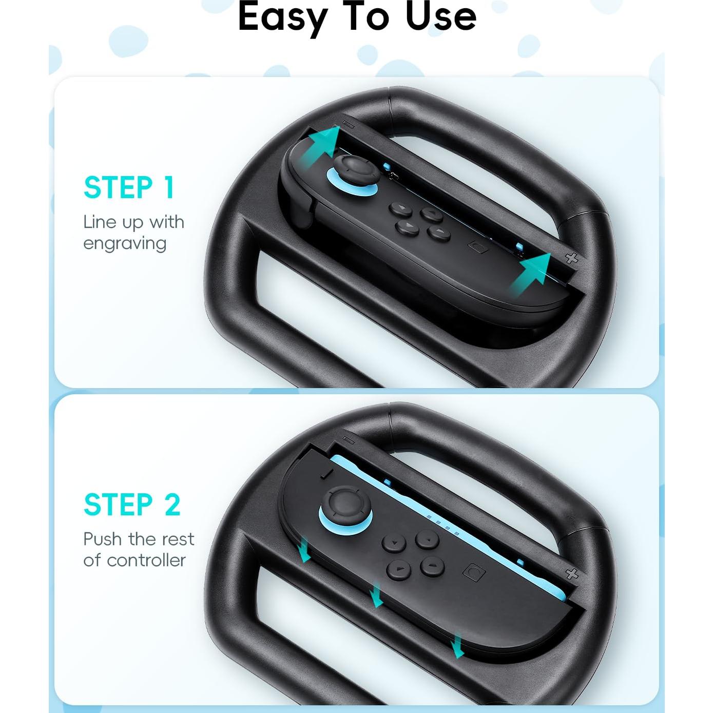 Volante Growalleter para Nintendo Switch 2 - 2 Pcs Negro