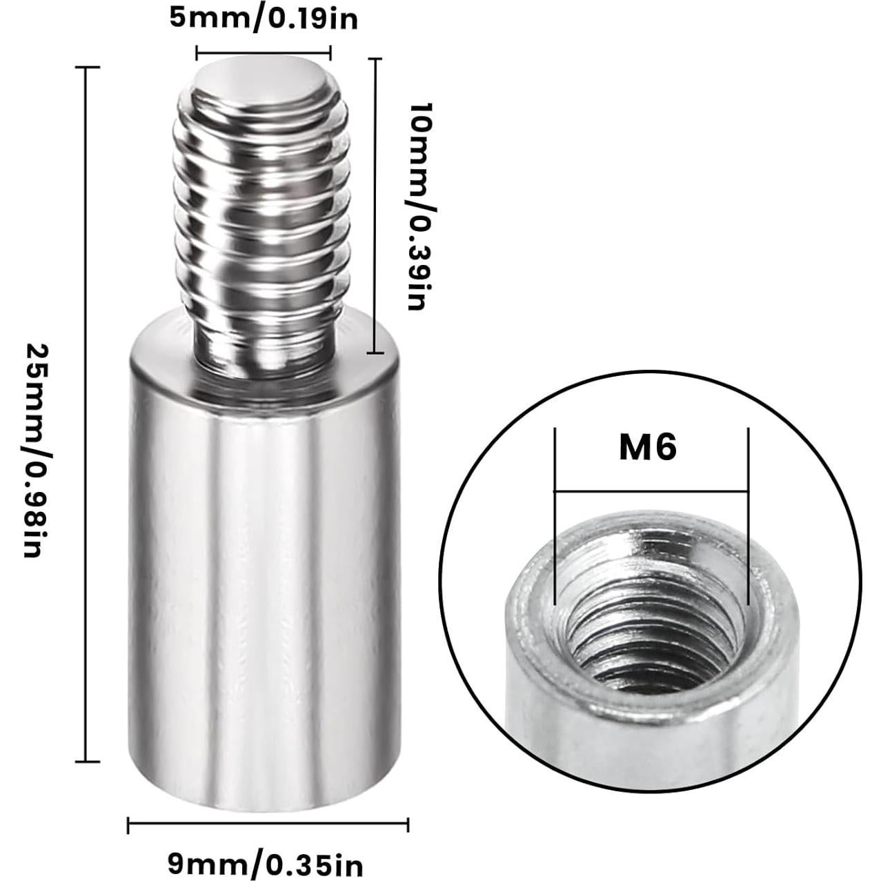 Kit de Extensores de Eje M6 Gallipower 4 Piezas Acero Inoxidable