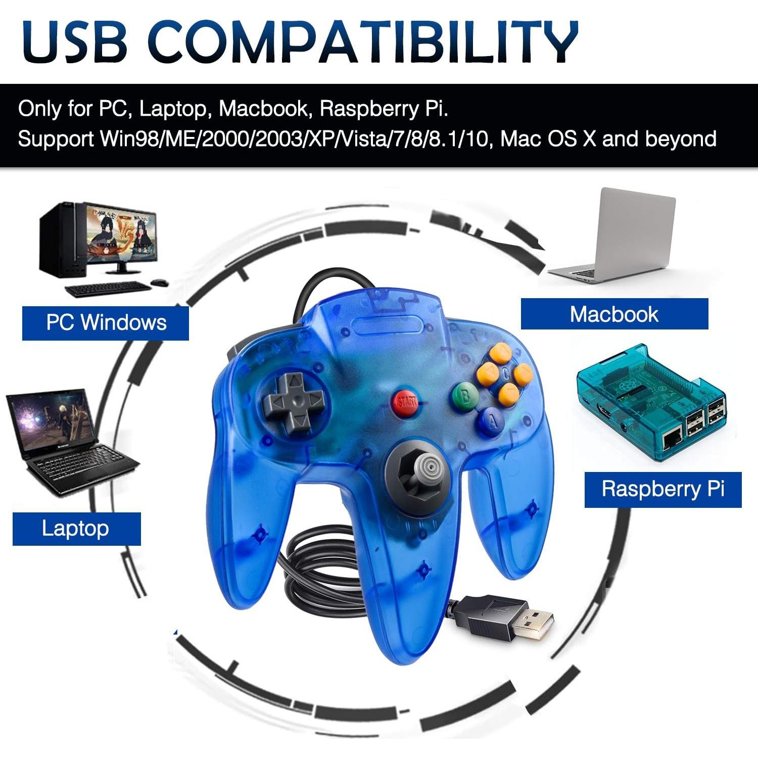 Controlador USB N64 Miadore - Paquete de 4 Joysticks para PC y Raspberry Pi