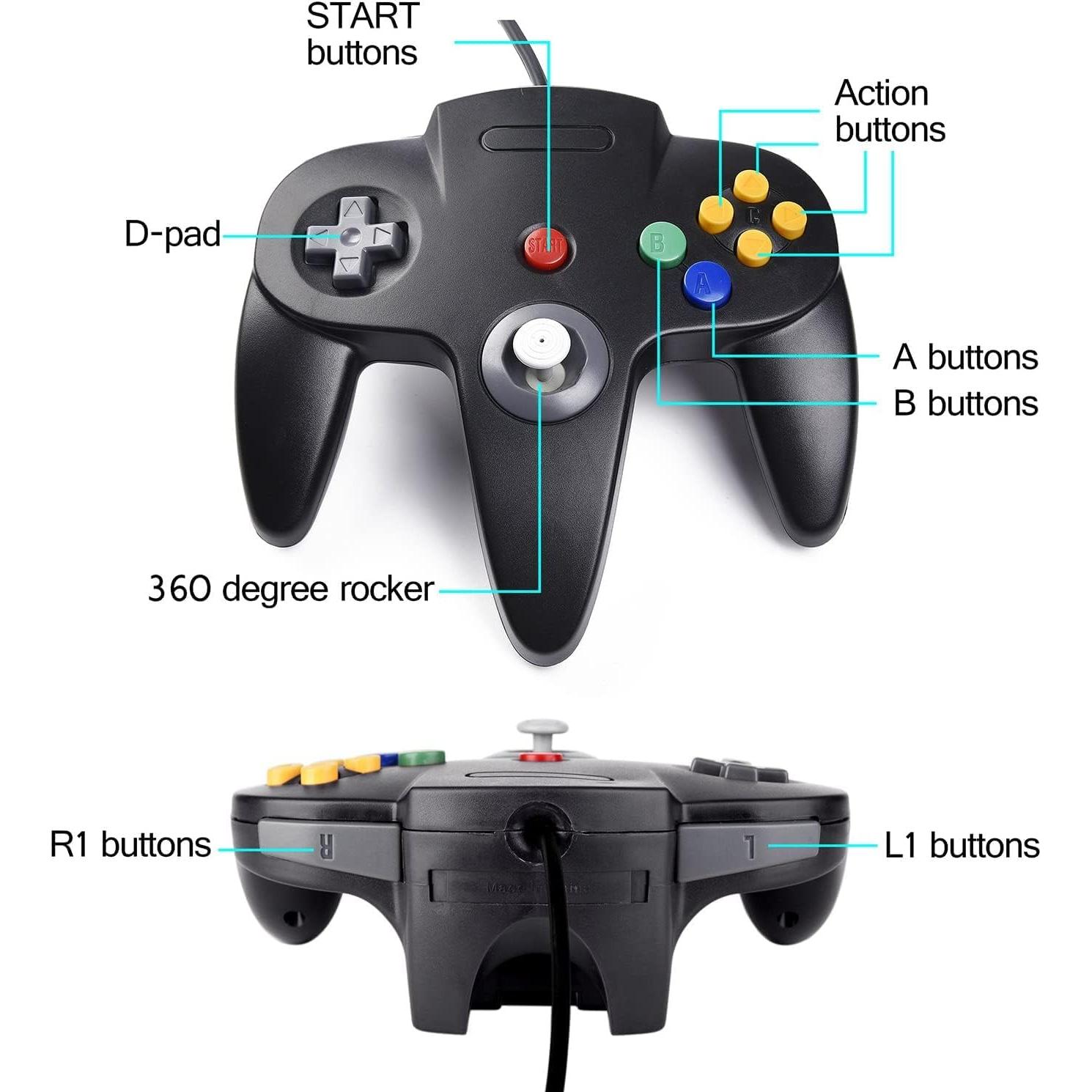 Controlador USB N64 Miadore - Paquete de 4 Joysticks para PC y Raspberry Pi