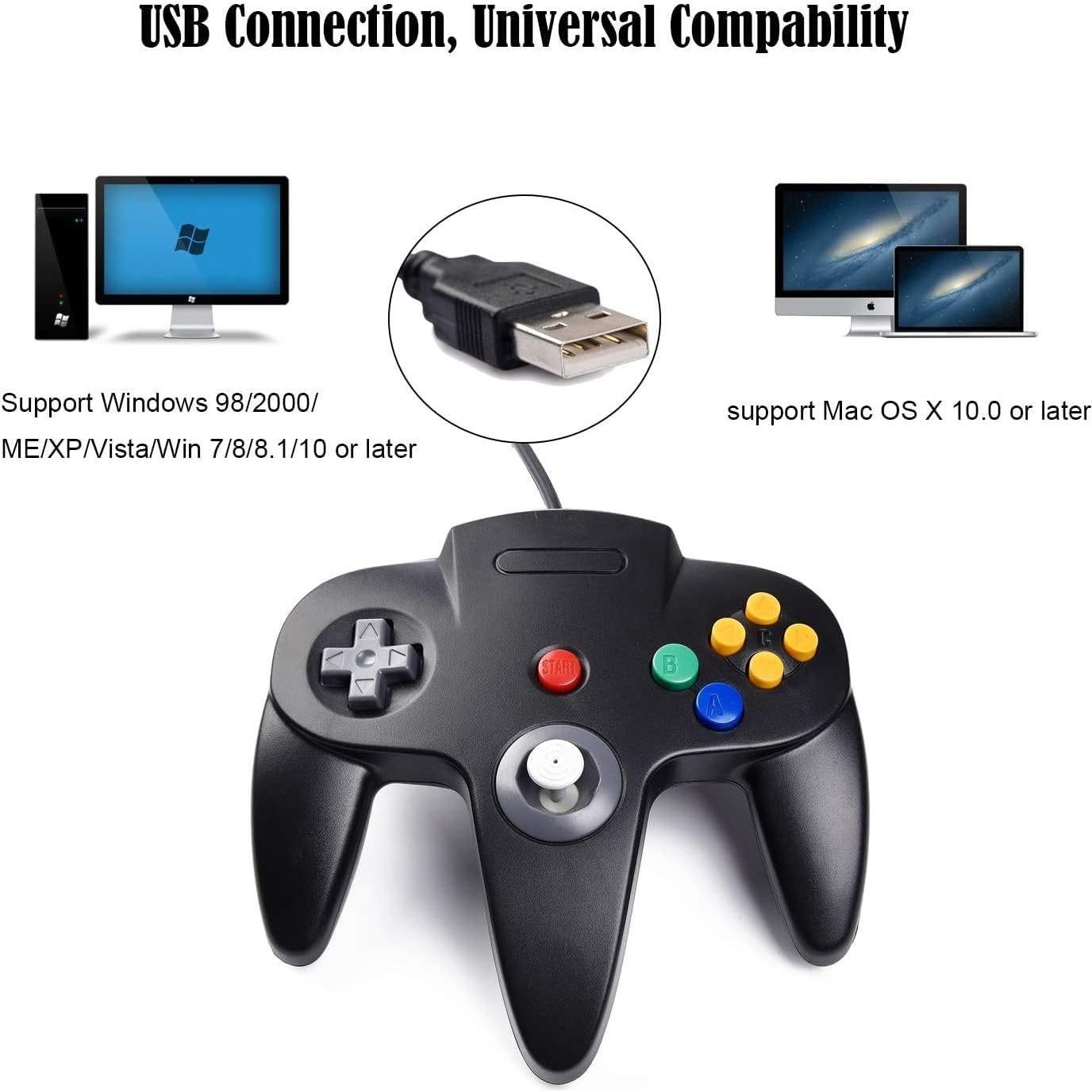 Controlador USB N64 Miadore - Paquete de 4 Joysticks para PC y Raspberry Pi