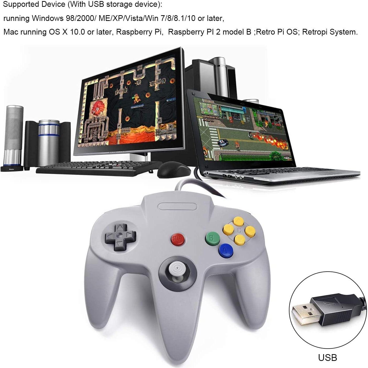 Controlador USB N64 Miadore - Paquete de 4 Joysticks para PC y Raspberry Pi