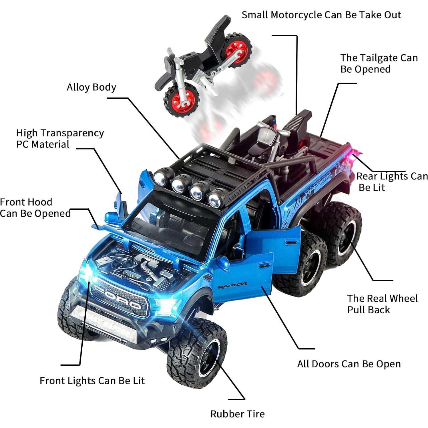 Camión de Juguete Pickup F150 Raptor UXRPTU 1:24 con Luz y Sonido