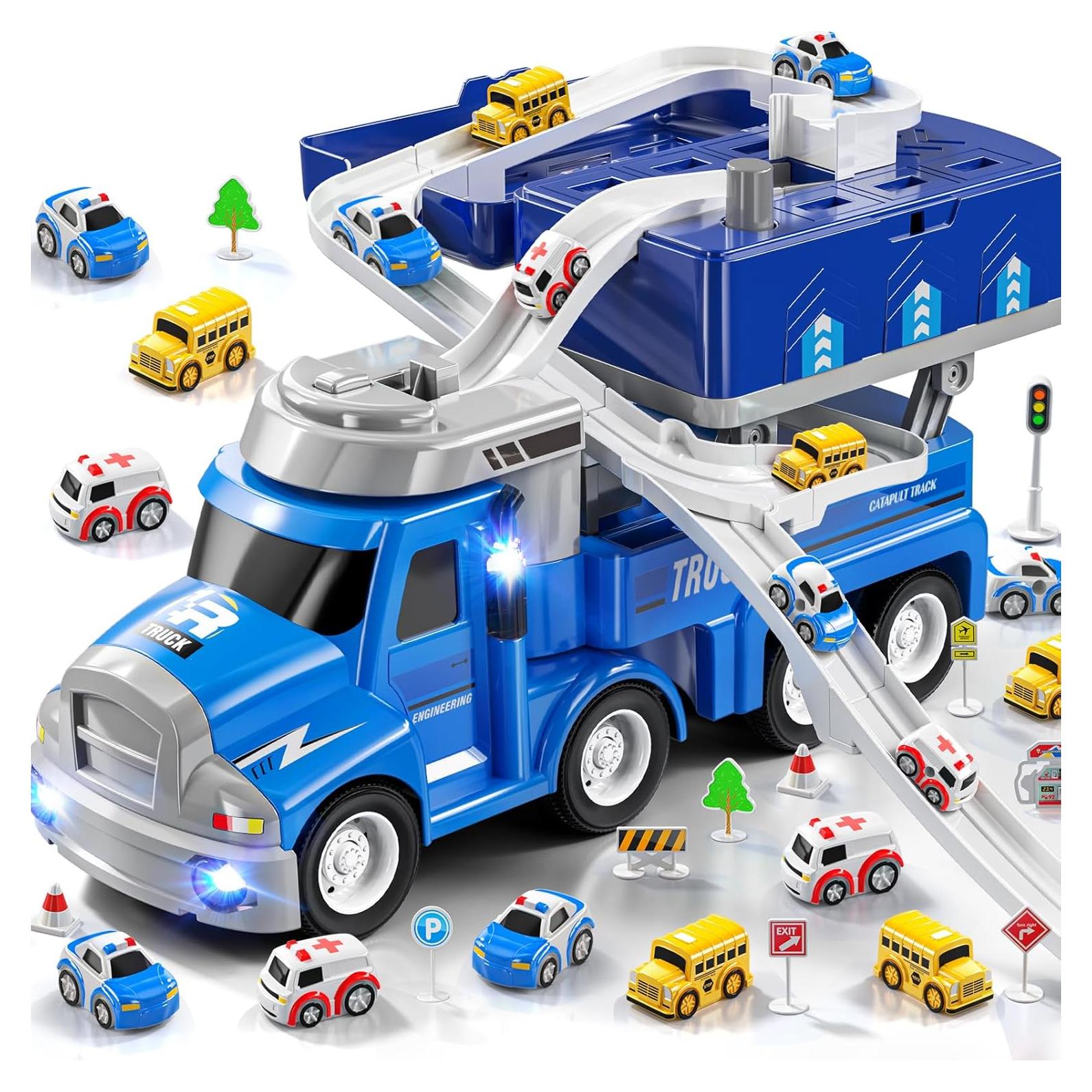 Camión de Juguete 2 en 1 JUKUDAHU con Pista y 8 Coches