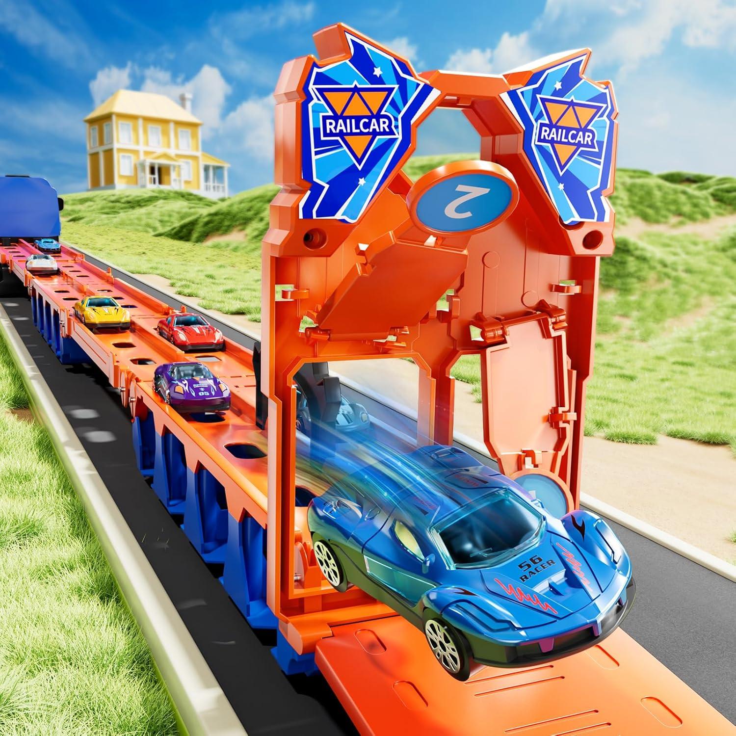 Camión Transportador Dinosaur Planet con 12 Coches Metal 43cm