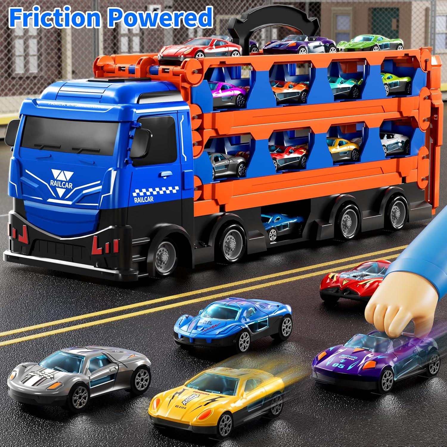 Camión Transportador Dinosaur Planet con 12 Coches Metal 43cm