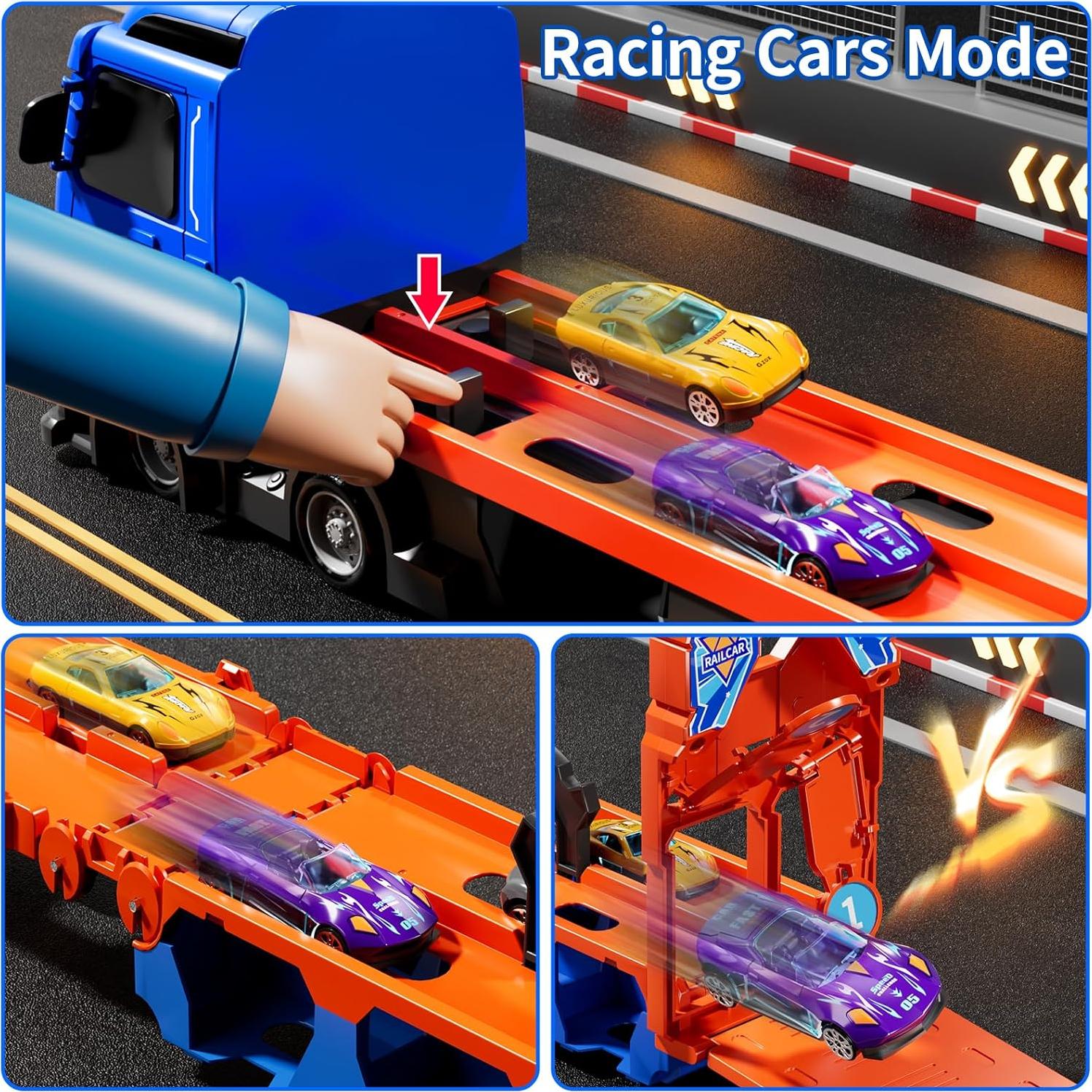 Camión Transportador Dinosaur Planet con 12 Coches Metal 43cm