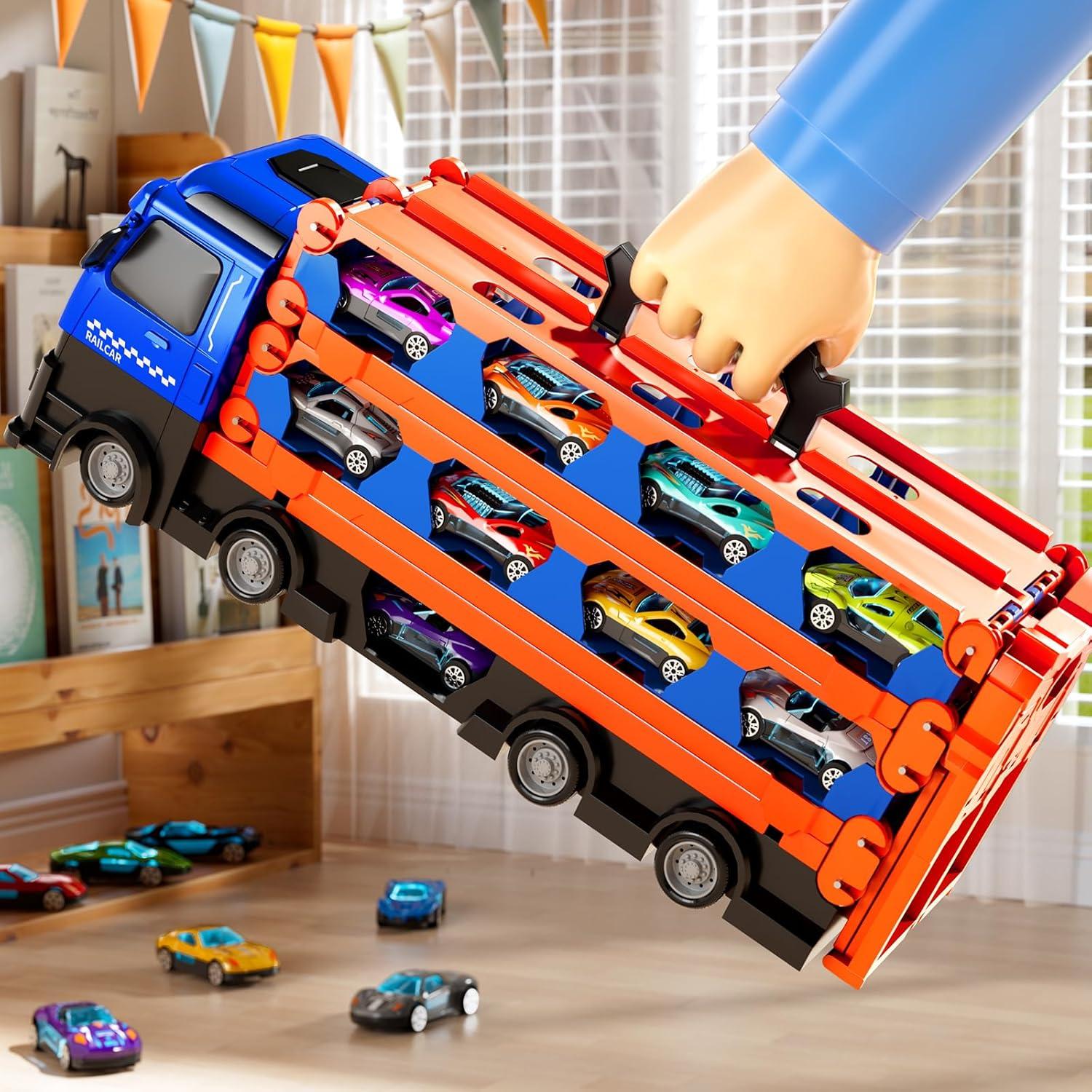 Camión Transportador Dinosaur Planet con 12 Coches Metal 43cm