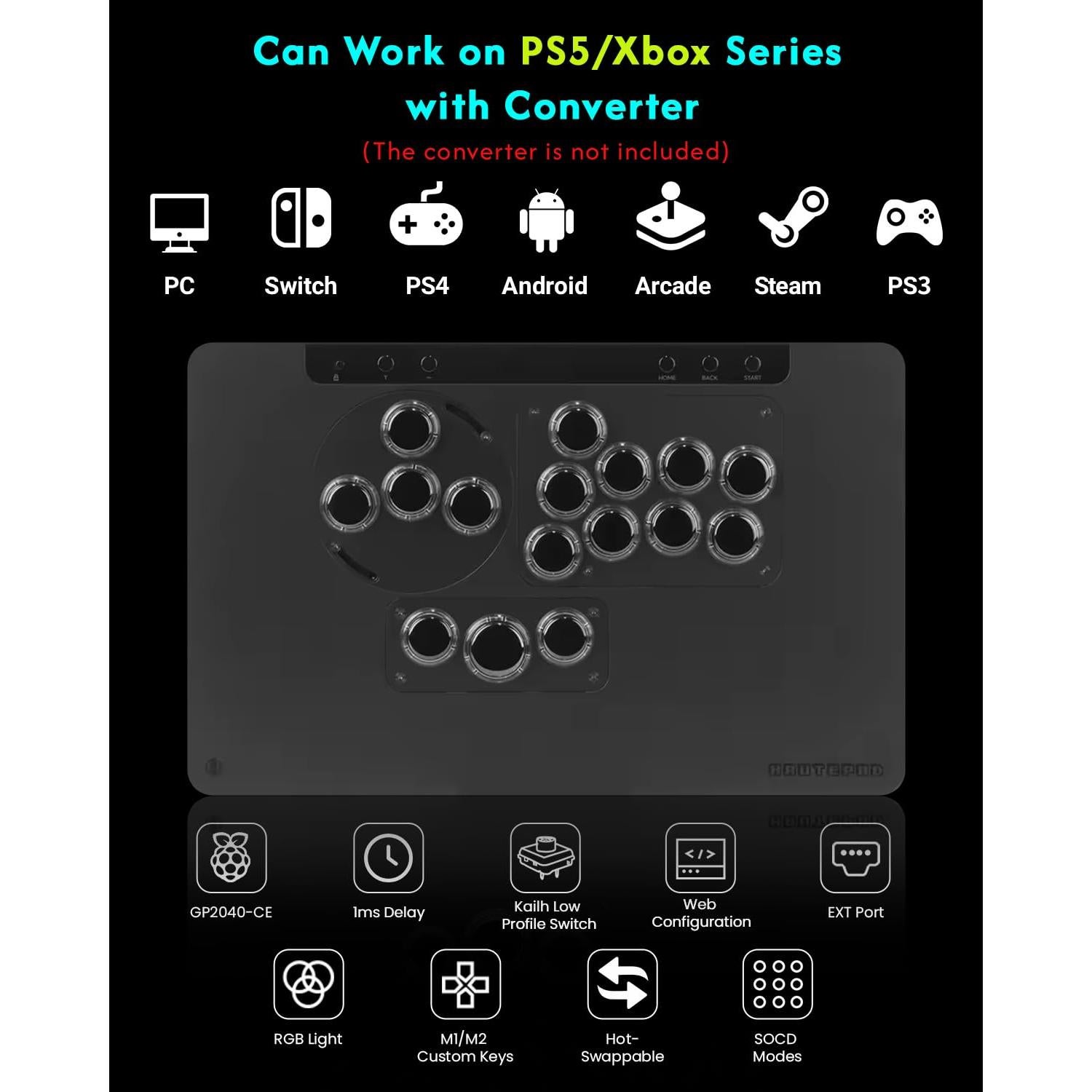 Conjunto de Controladores Arcade Sehawei X1 + Wingman XB 3