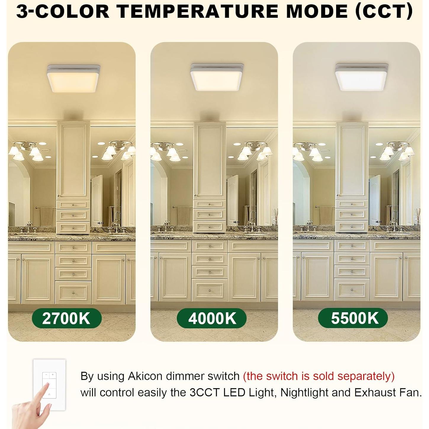 Ventilador Extractor de Baño Akicon 80 CFM con Luz LED