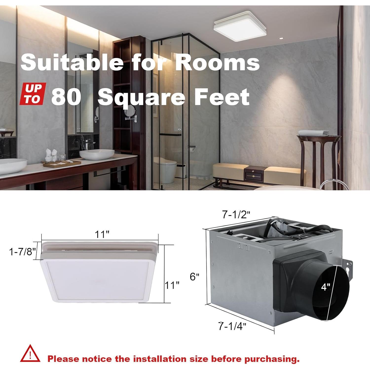 Ventilador Extractor de Baño Akicon 80 CFM con Luz LED