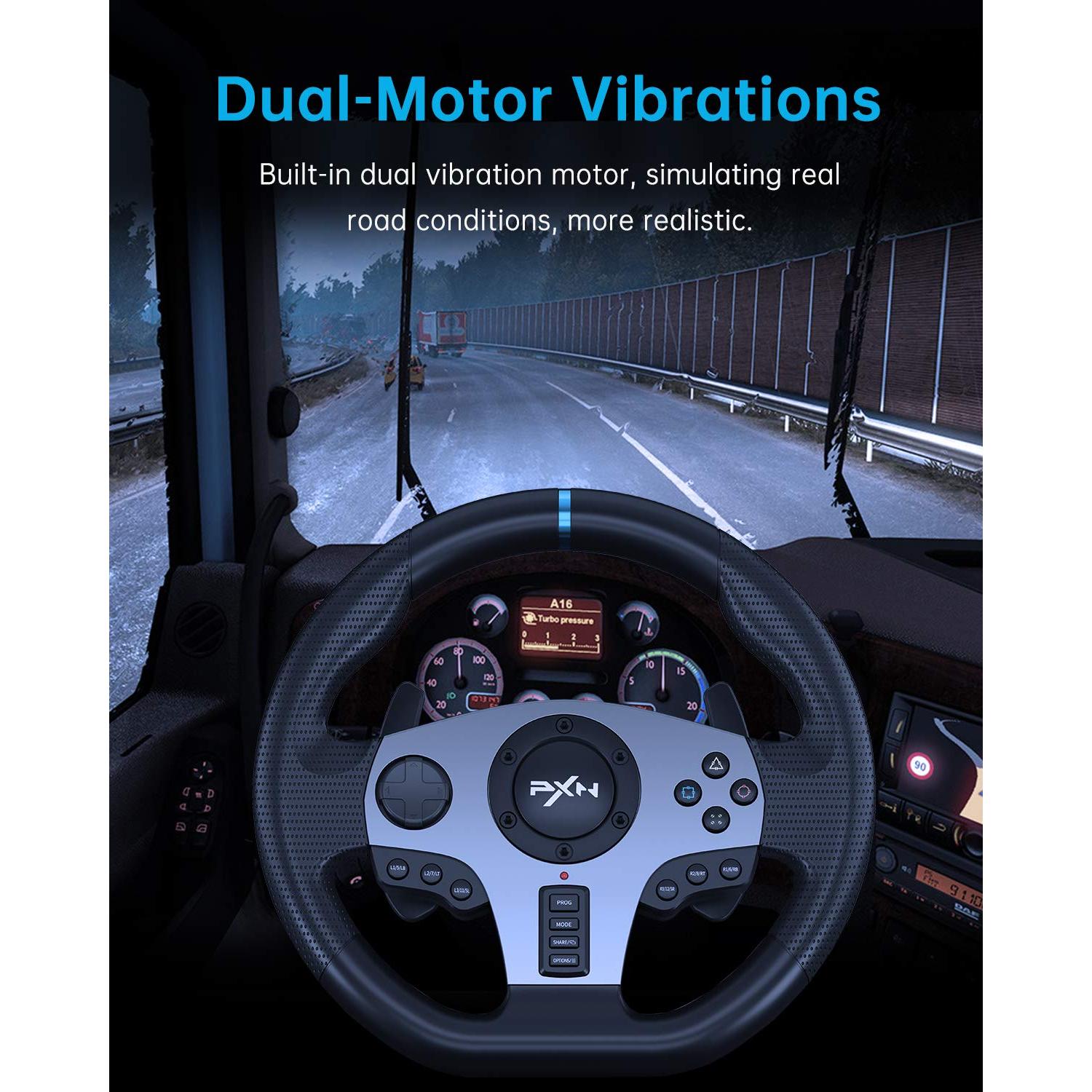 Volante de Carreras PXN V9 con Pedales y Cambiador 270/900 Grados