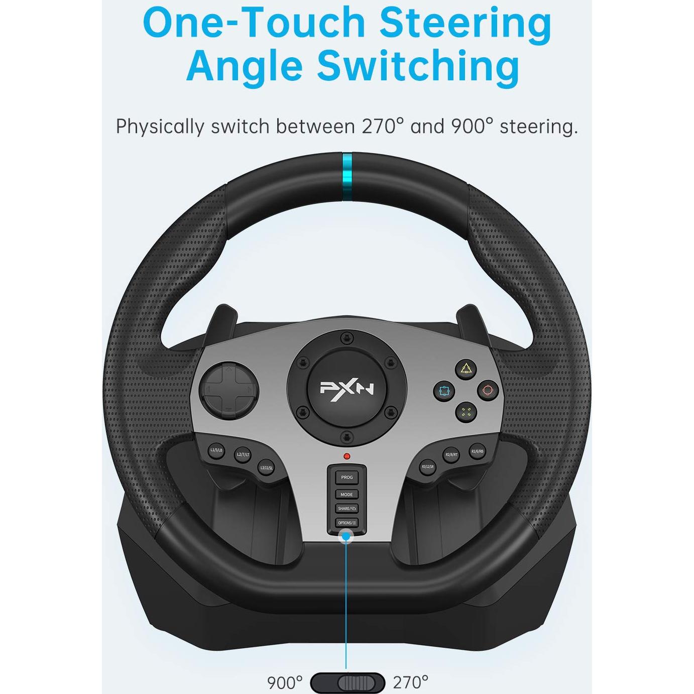 Volante de Carreras PXN V9 con Pedales y Cambiador 270/900 Grados