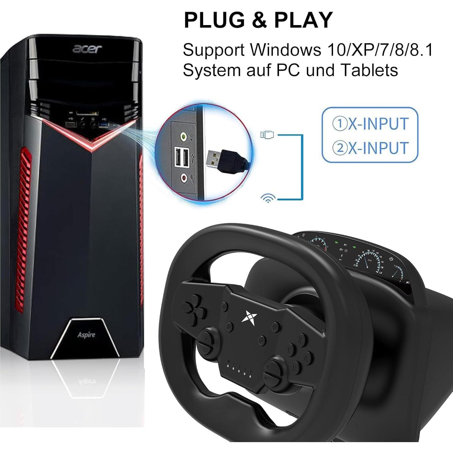 Volante DOYO KT820D con Pedales para PC, PS4, Switch - Bluetooth