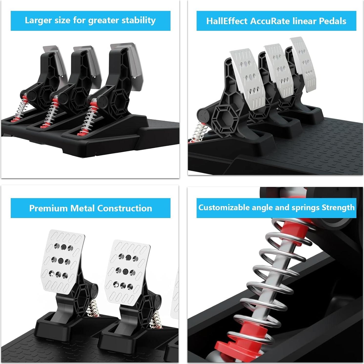 Pedales de Volante DOYO U819 para Juegos de PC, Ajustables