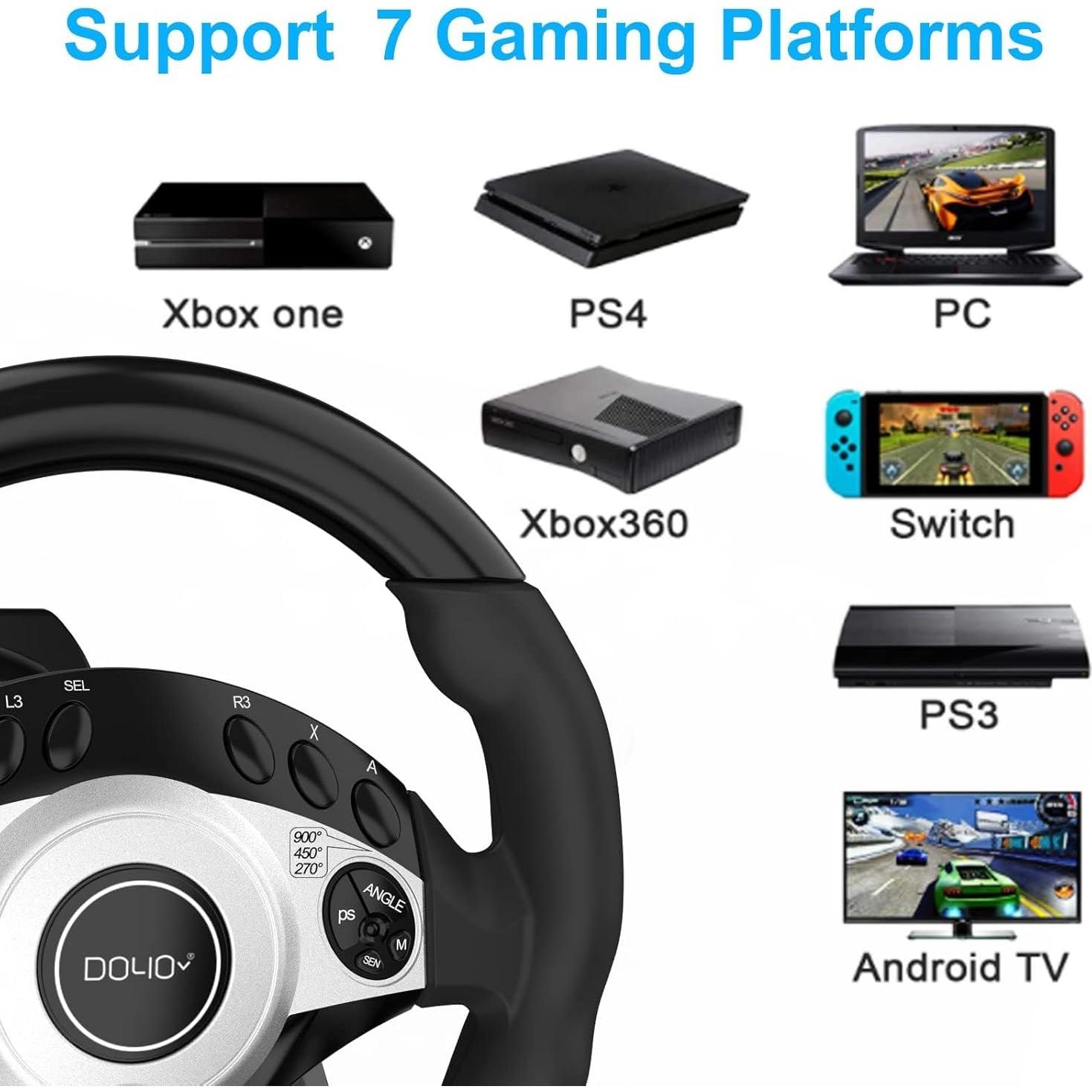 Volante de Carreras DOYO R900 para PC y Consolas - 270/900°