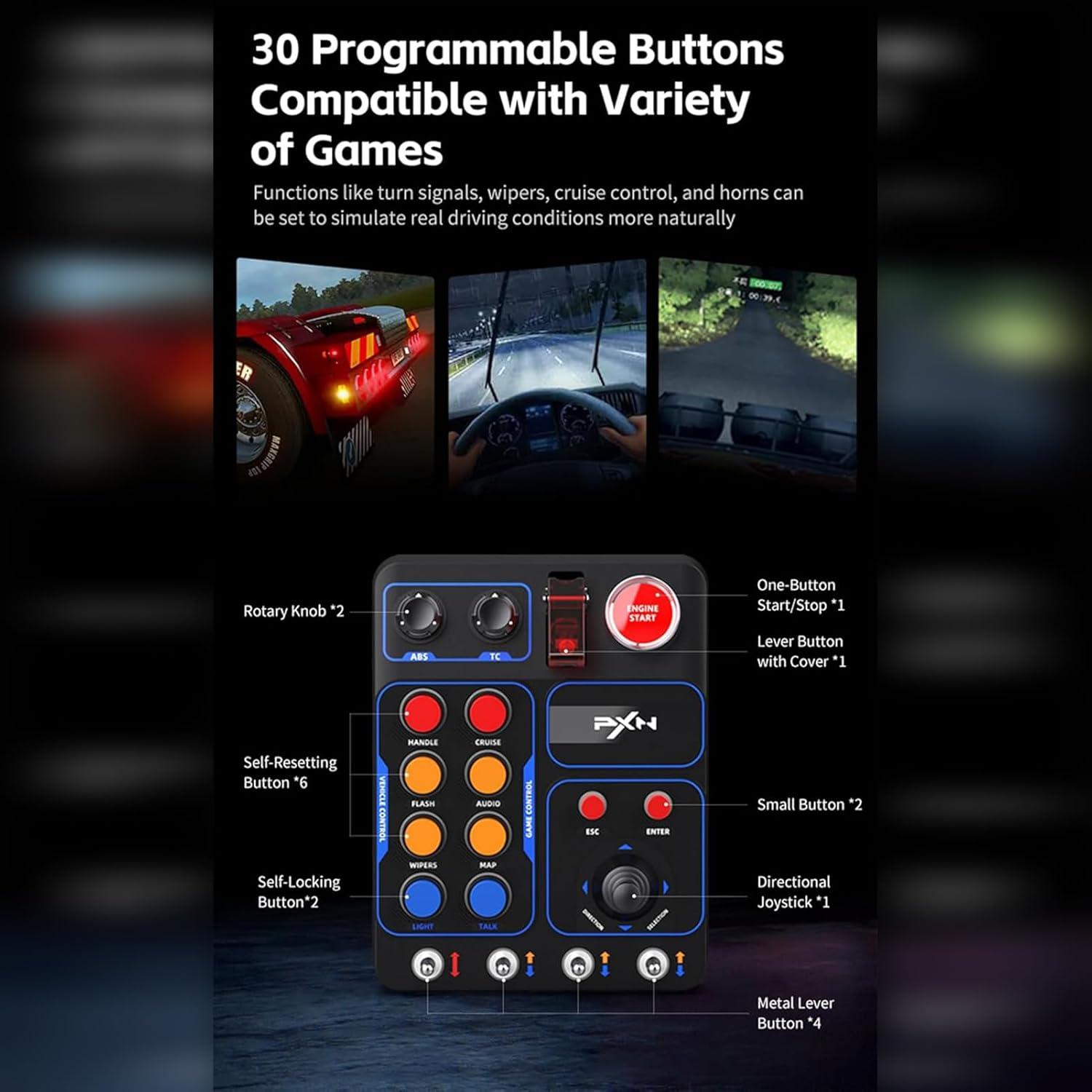 Caja de Botones PXN CB1 para Simulador de Carreras USB