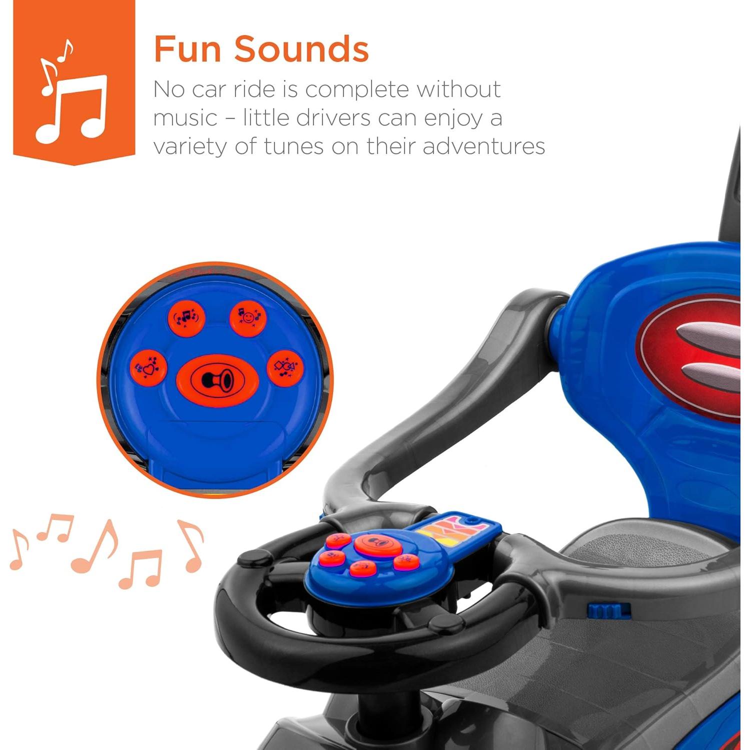 Coche 3-en-1 para Niños Mejor Opción Azul - Andador y Empuje